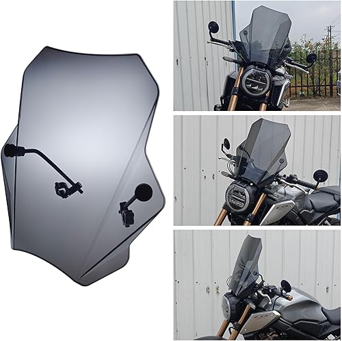 Miniatura 5 de FATECIM Parabrisas de motocicleta de humo de 15.5 pulgadas, deflector de viento universal para Harley Davidson Honda Kawasaki Suzuki Triumph Yamaha