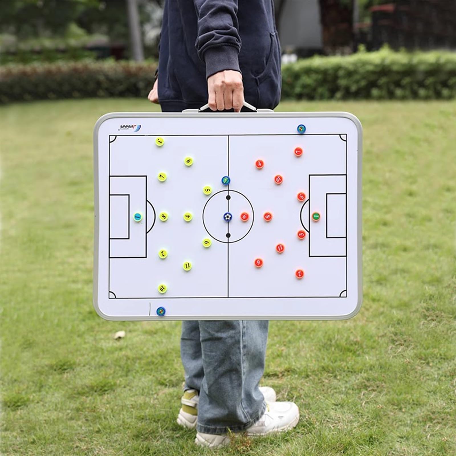 Lavagna Tattica Calcio, Lavagna Magnetica per Allenatori Di Calcio , Tavola da Tattica , Portablocco per Istruttore Cancellabile A Secco, Lavagnetta Strategie, Gambe Del Tavolo Pieghevoli(White)