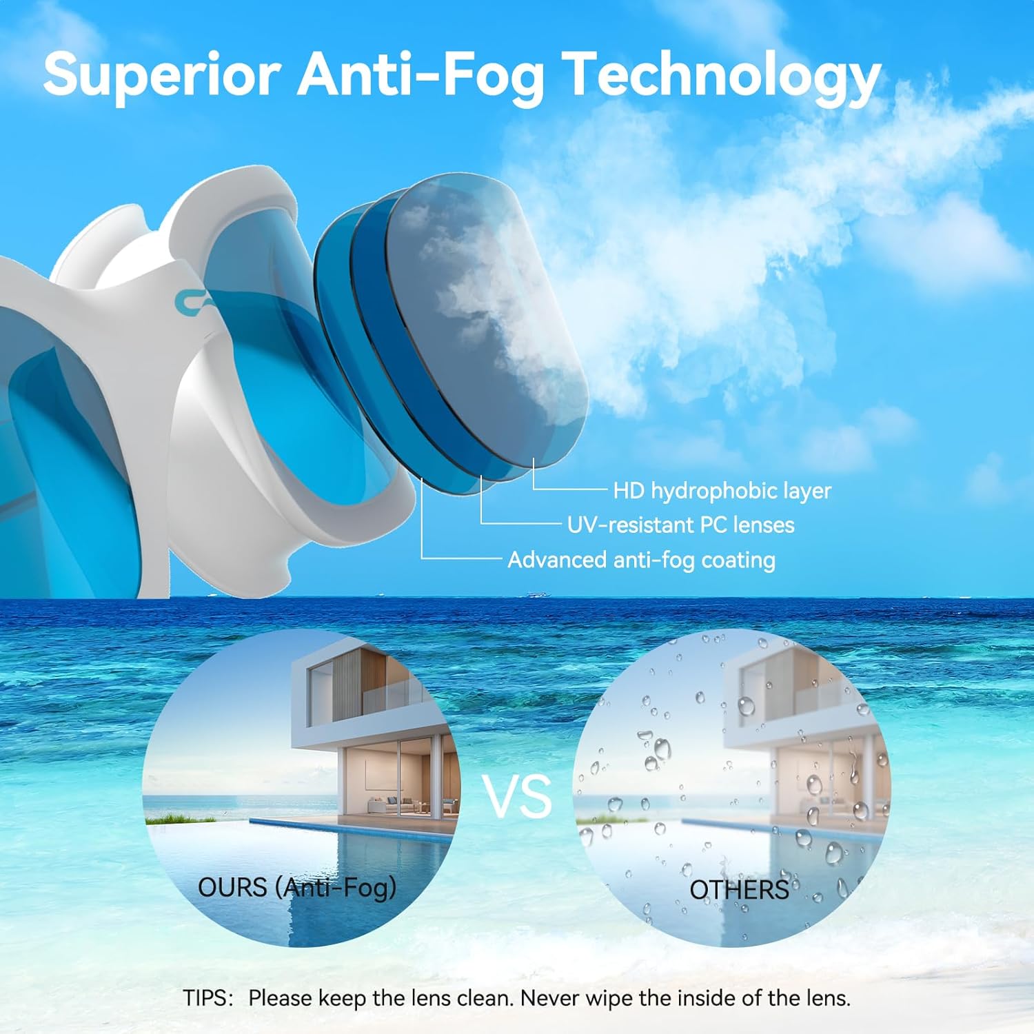 COPOZZ Swim Goggles Adult Women, Swimming Goggles for Women & Men, Anti-Fog No Leaking UV Protection for Adult - Image 4