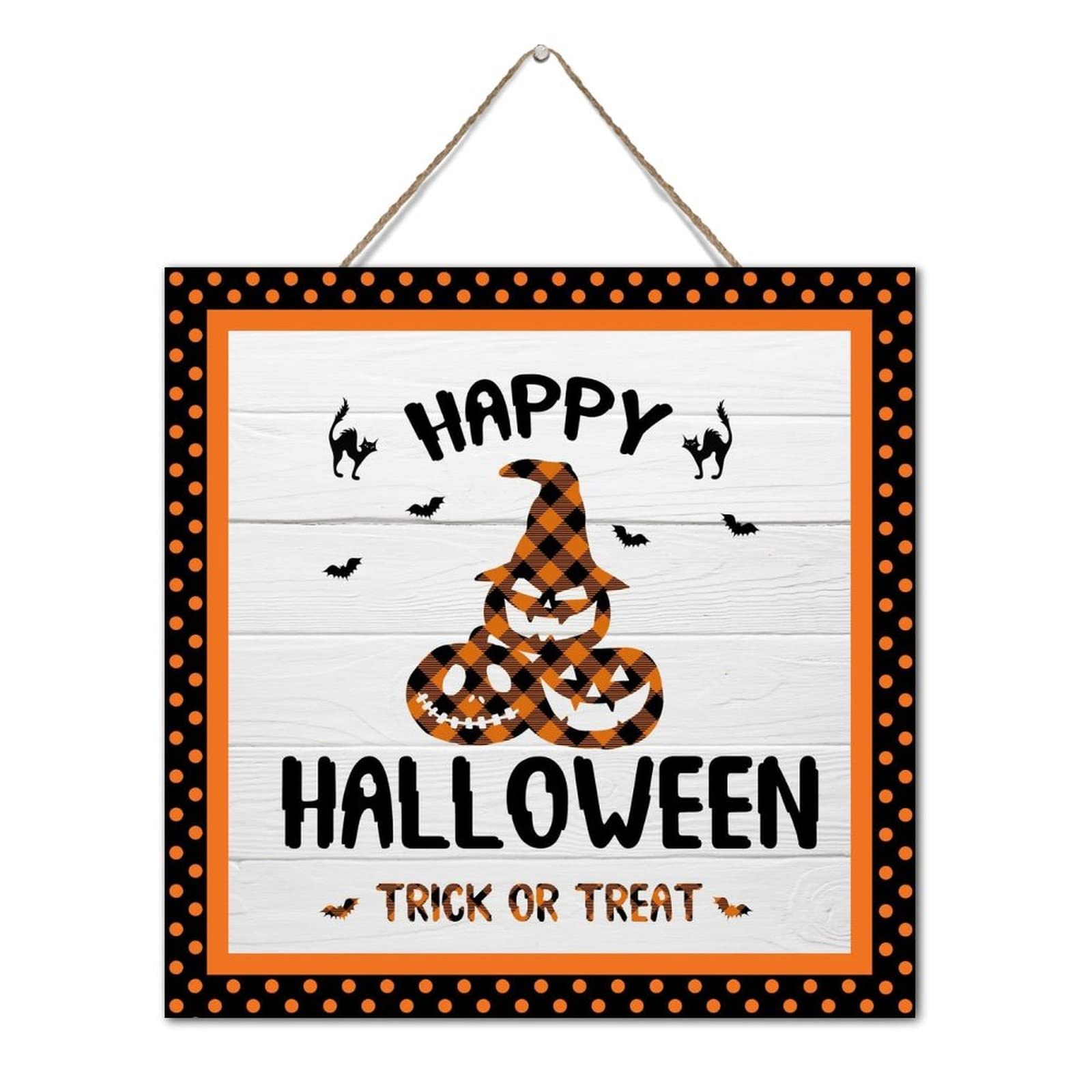 Plaque de décoration Halloween en bois vieilli avec finitions uniques