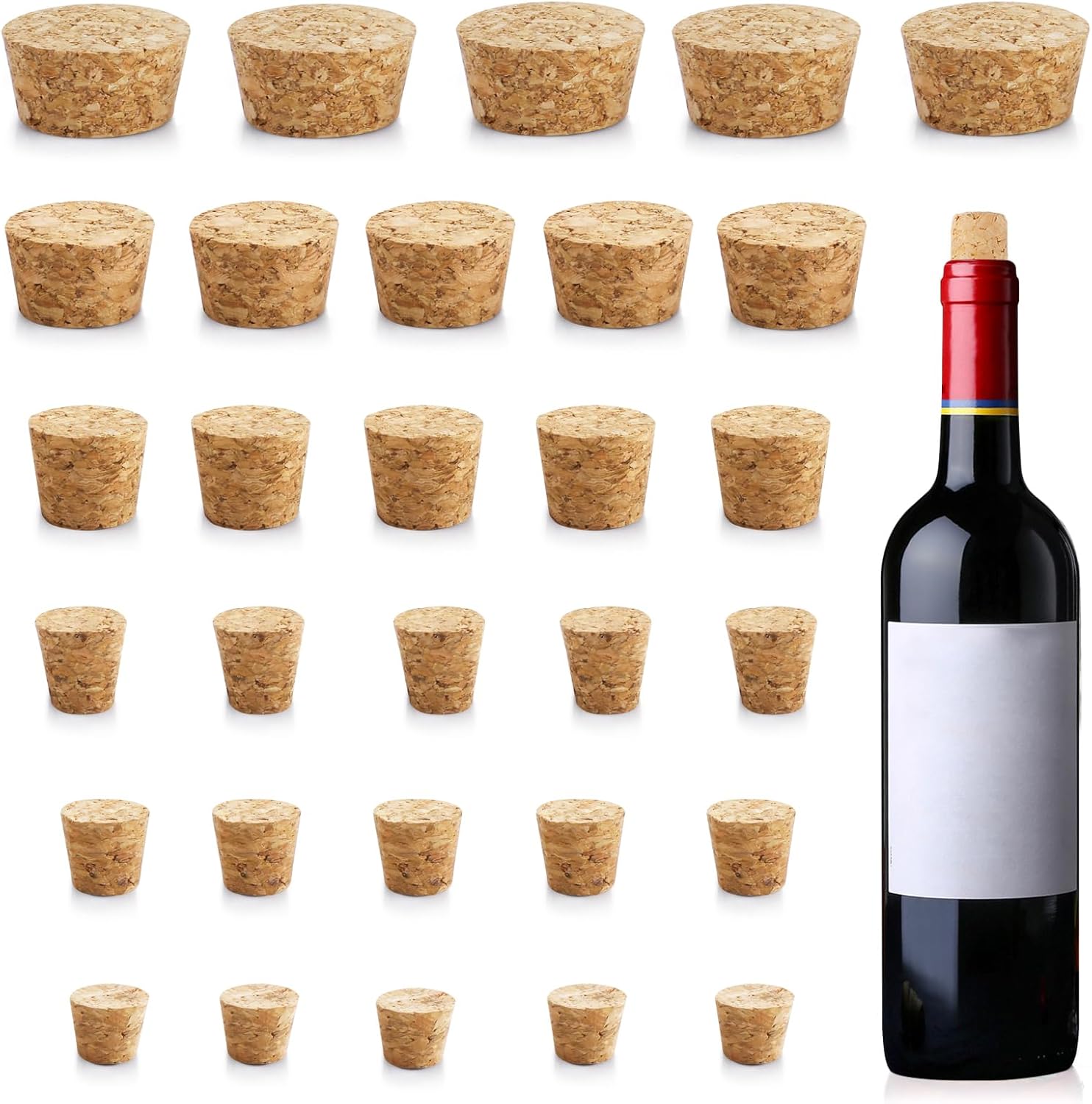 DSLSQD 30 Pieces Wine Corks, Wine Bottle Corks Soft Wood Corks Plugs