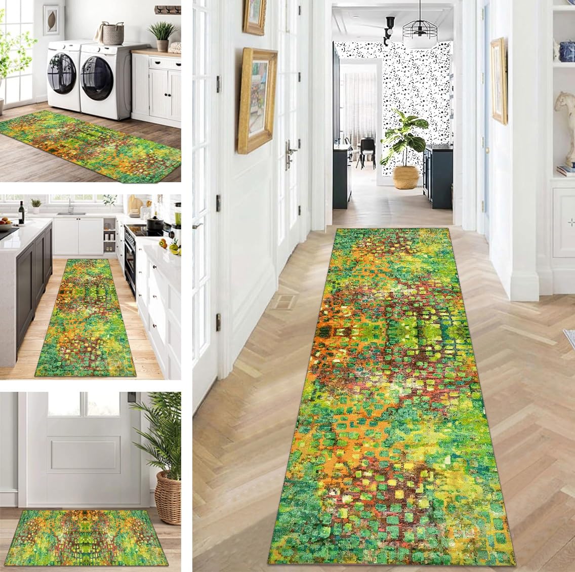 Tapis de couloir antidérapant et lavable bleu moderne pour sécuriser vos sols