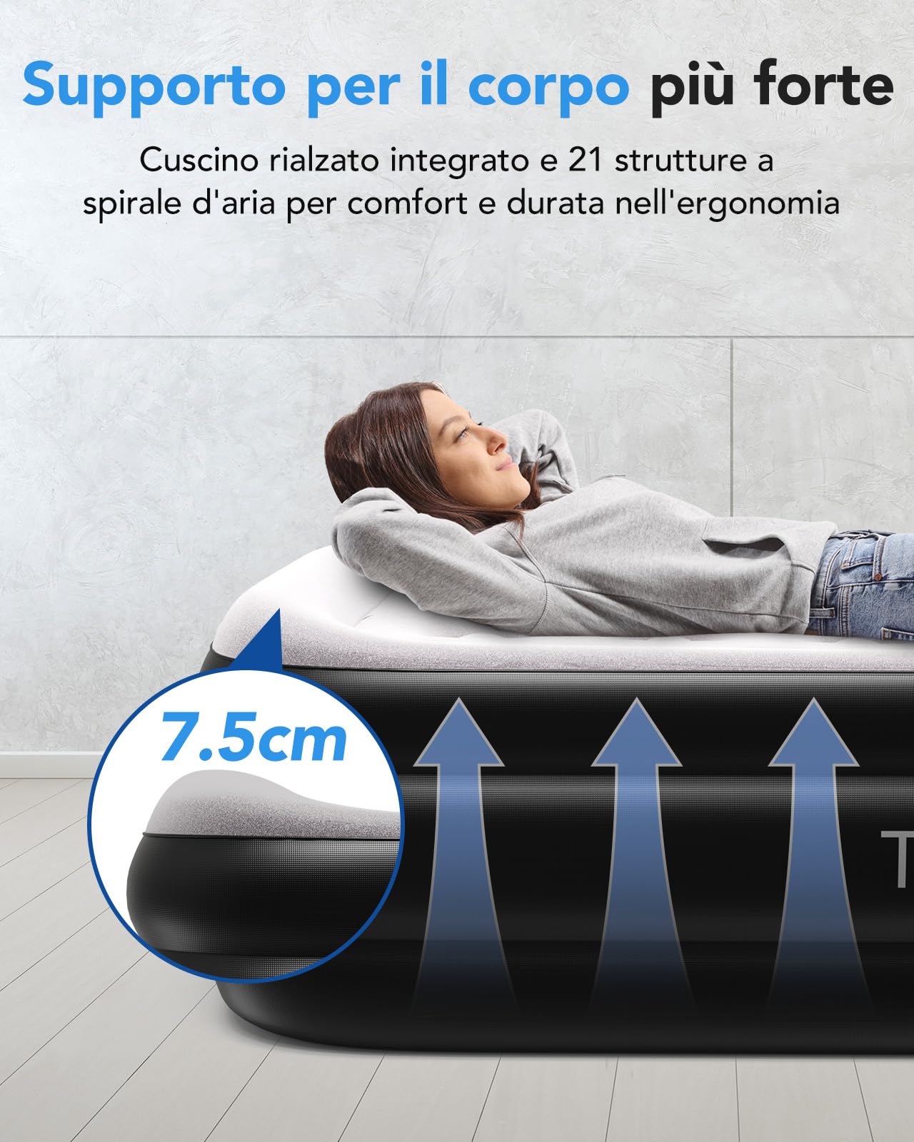 Materasso Gonfiabile Singolo con Pompa Elettrica Integrata e Rialzato Cuscino, Letto Materassi ad Aria da Campeggio per uso Domestico, Gonfiaggio e Sgonfiaggio Rapido, 196 x 97 x 47 cm