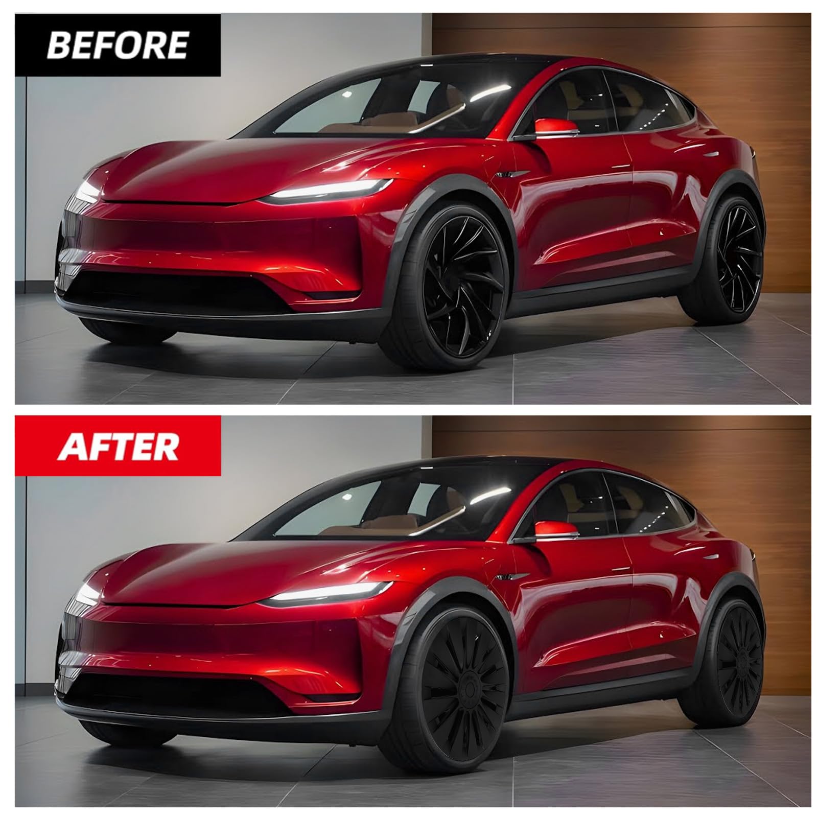 Fockety 19 Zoll Radblenden Radkappen für Model Y Juniper 2021-2024, Matt | mit ABS-Felgenschutz, kratzfest, langlebige Radkappe, 4-teiliger Ersatz, Antikollisionskante, für Model Y Juniper 2021–2024