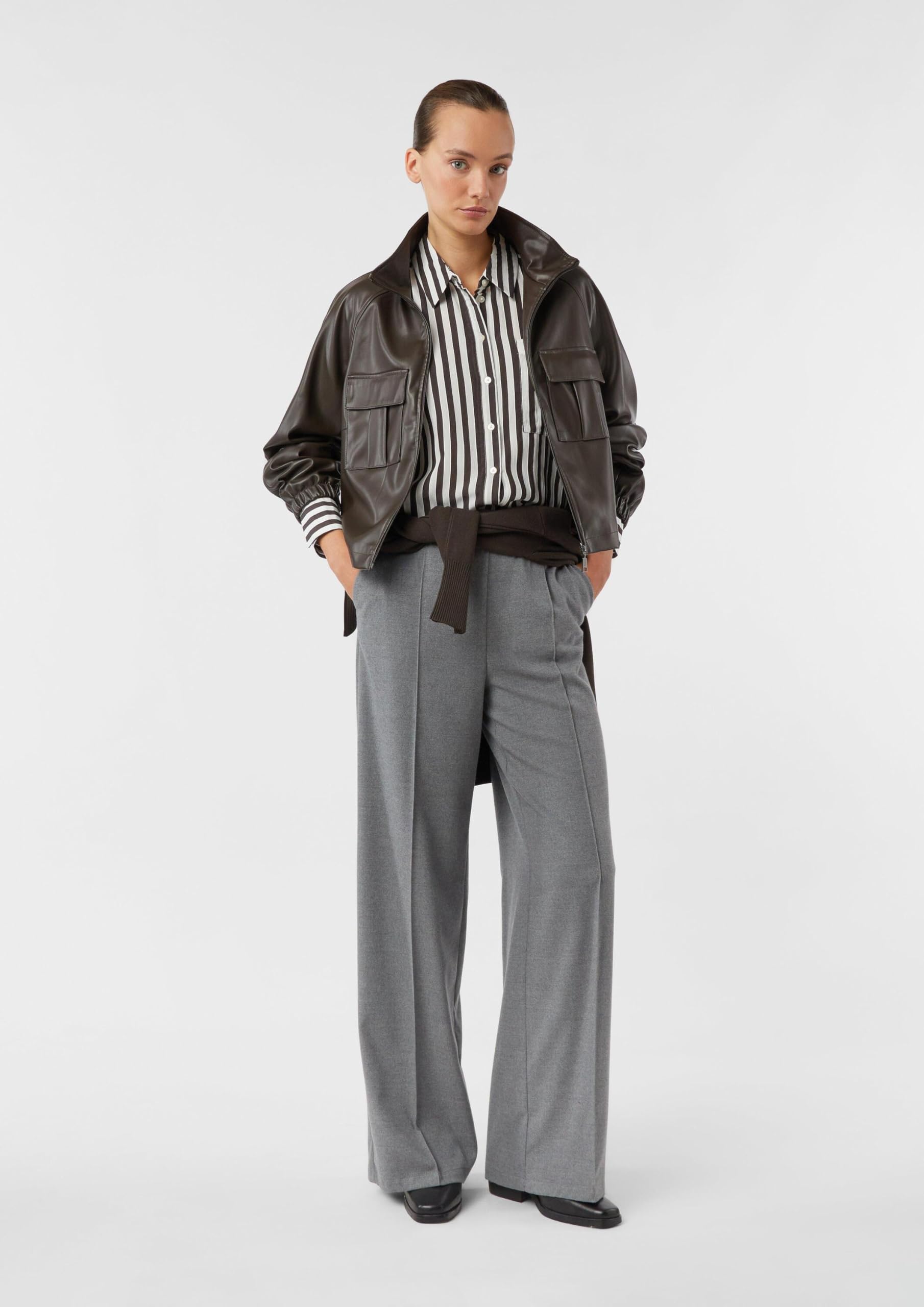 Comma Marlenehose aus weichem Flanell mit Elastikbund