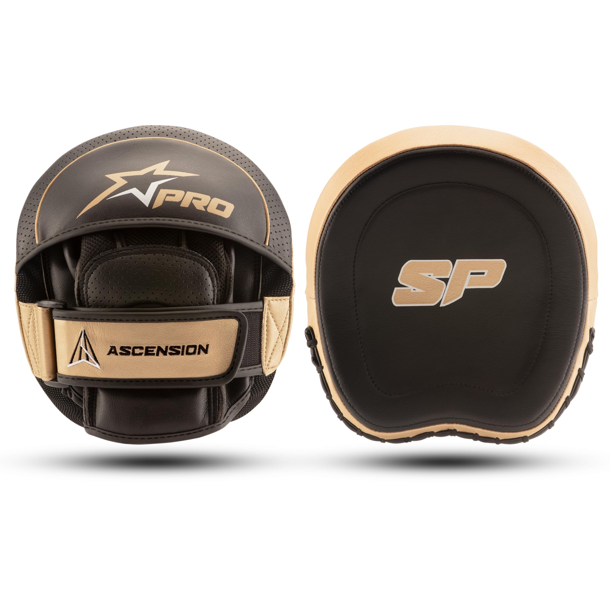 Starpro Premier Hook n' Jab Precision Focus Mitts | Wysokiej jakości skóra bydlęca | Marron i czarny, podkładki do coachingu dokładności w boksie, MMA, kickboxingu, sztukach walki, muay thai i