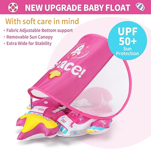 Miniatura 2 de Swimbobo - Flotador inflable para piscina para bebé, nave espacial, flotador de natación infantil con asiento de seguridad de tela, juguetes de