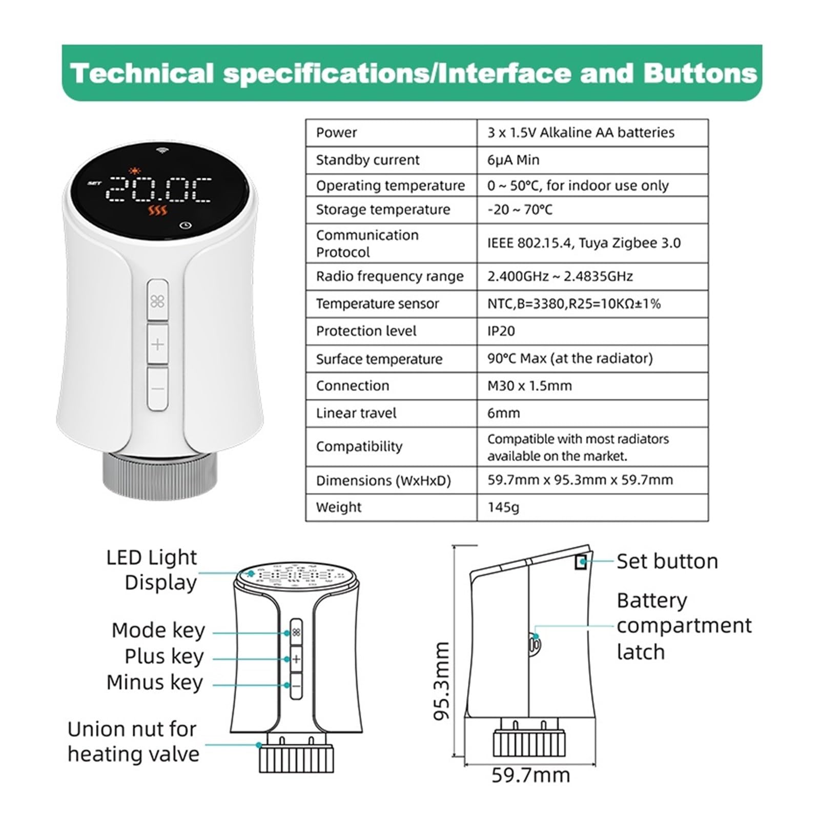 Actuador De Cabezal Válvula Termostática TRV WiFi Controlador Temperatura For Radiador GeolocalizacióN(TRV706Z 2PCS)