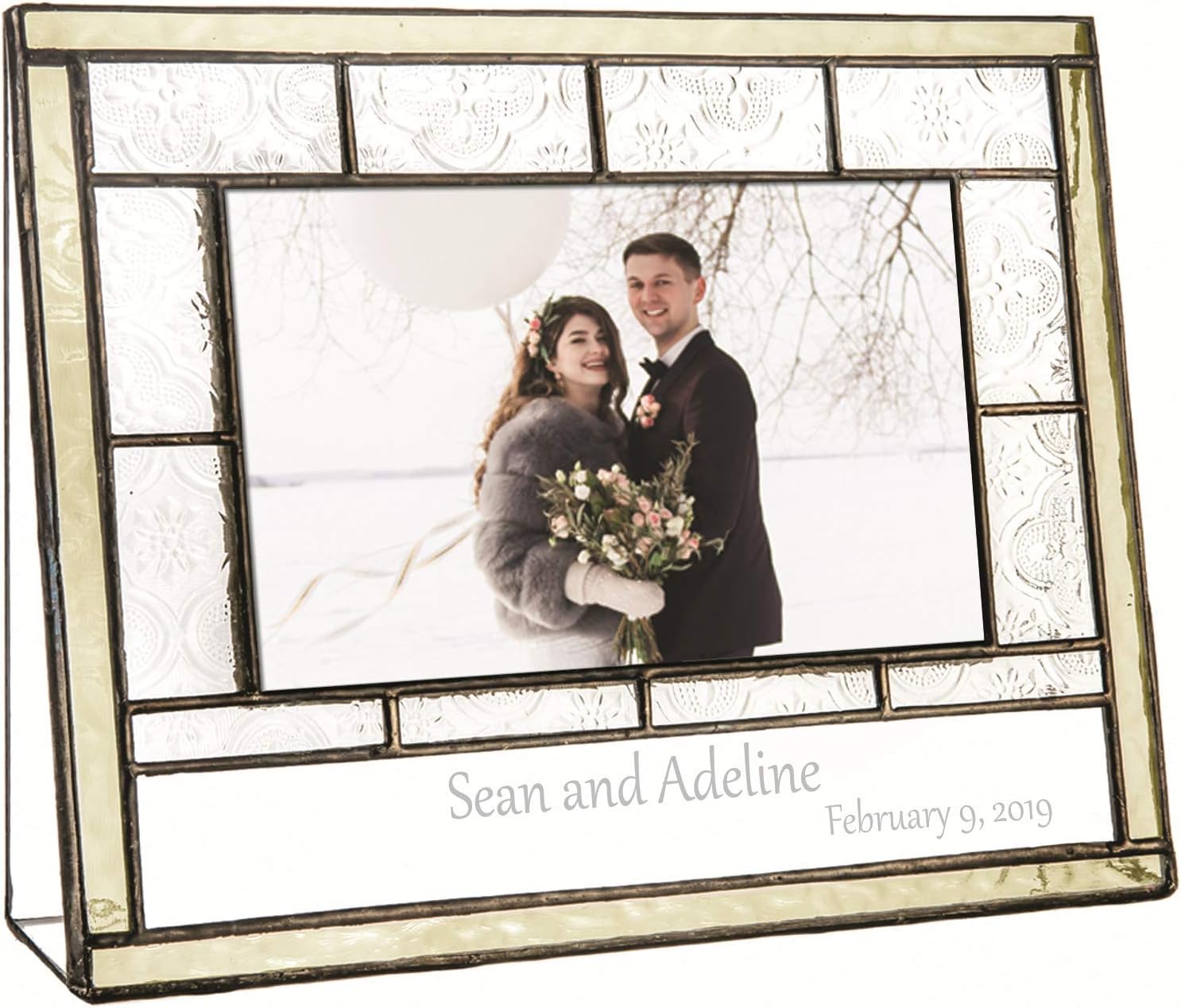 Wedding Picture Frame Personalized Gift for Couple Engraved Glass Table Top 4x6 Photo Keepsake J Devlin Pic 387-46H EP544 (4x6 horizontal)