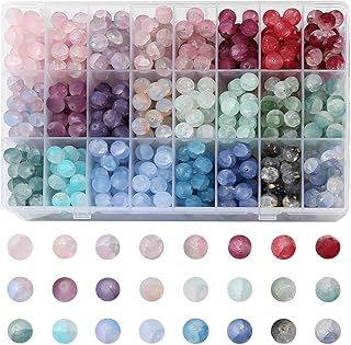 600pcs Frosted Lunar Glass Beads Kit -24 Colors10mm Glass Beads for Jewelry Making Kit Charms Coloured Glaze Beads Bracelets Necklaces Making Kit DIY Crafts, Home Companion Gifts for Beginners Women
