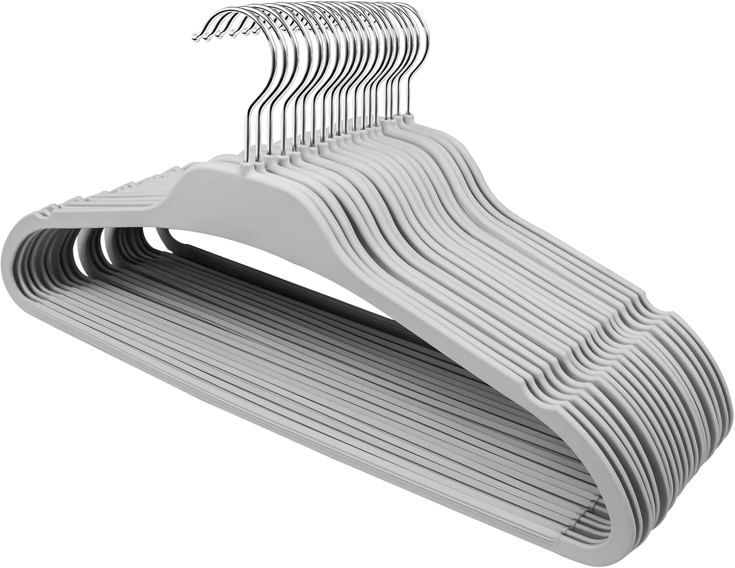 Plastic Hangers,20 Pack Rubber Coated Hanger, Clothes Hanger with Non-Slip Grip,17'' Length Standard Coat Hangers, Coat, Pants,Wide Shoulder Pants Hanger,Grey