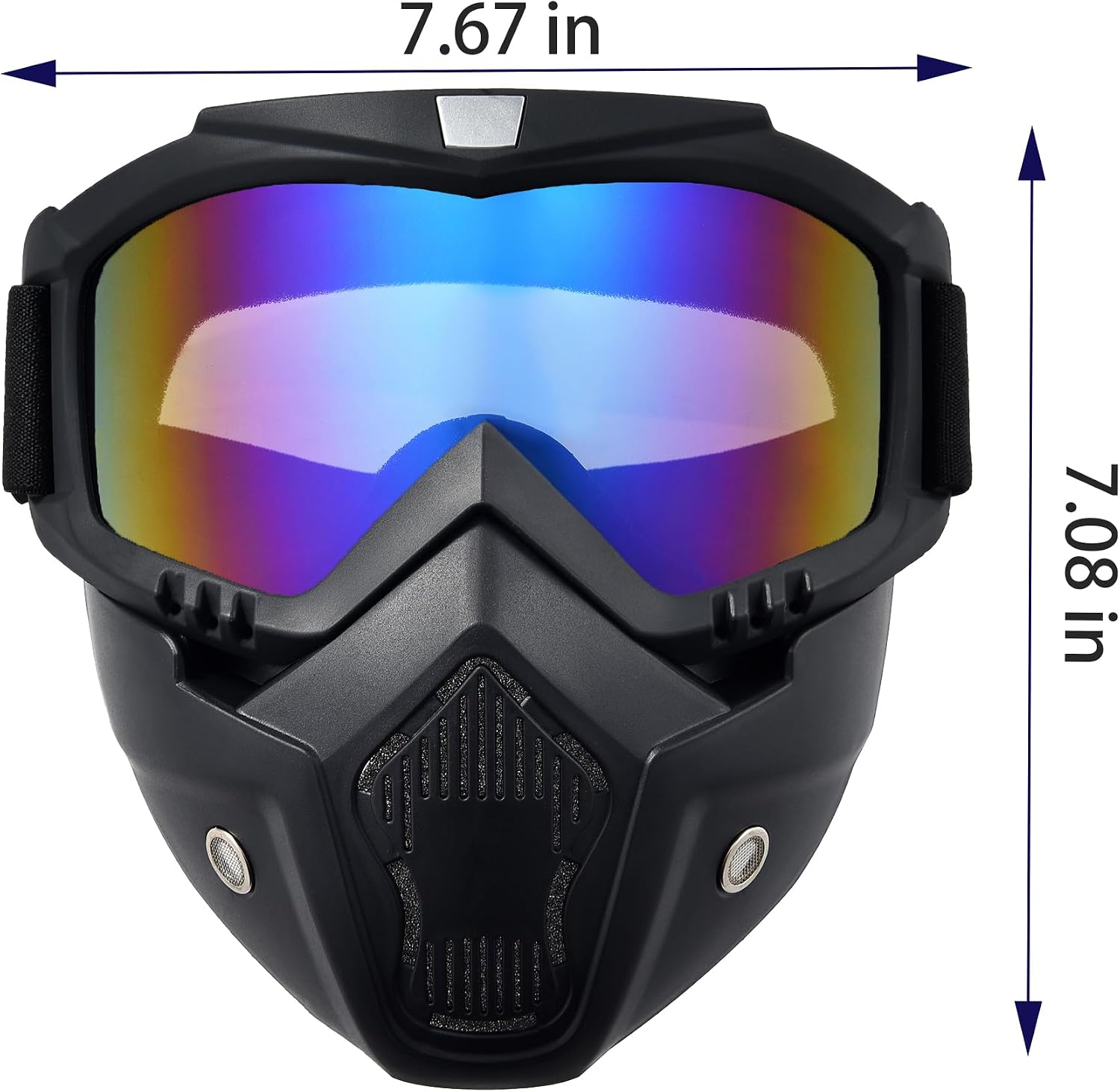 Motorcycle Riding Goggles, Vintage Bullet Style Motocross Glasses with Detachable Adjustable Face Mask, Anti Fog Tactical Full Face Mask for Paintball Ski