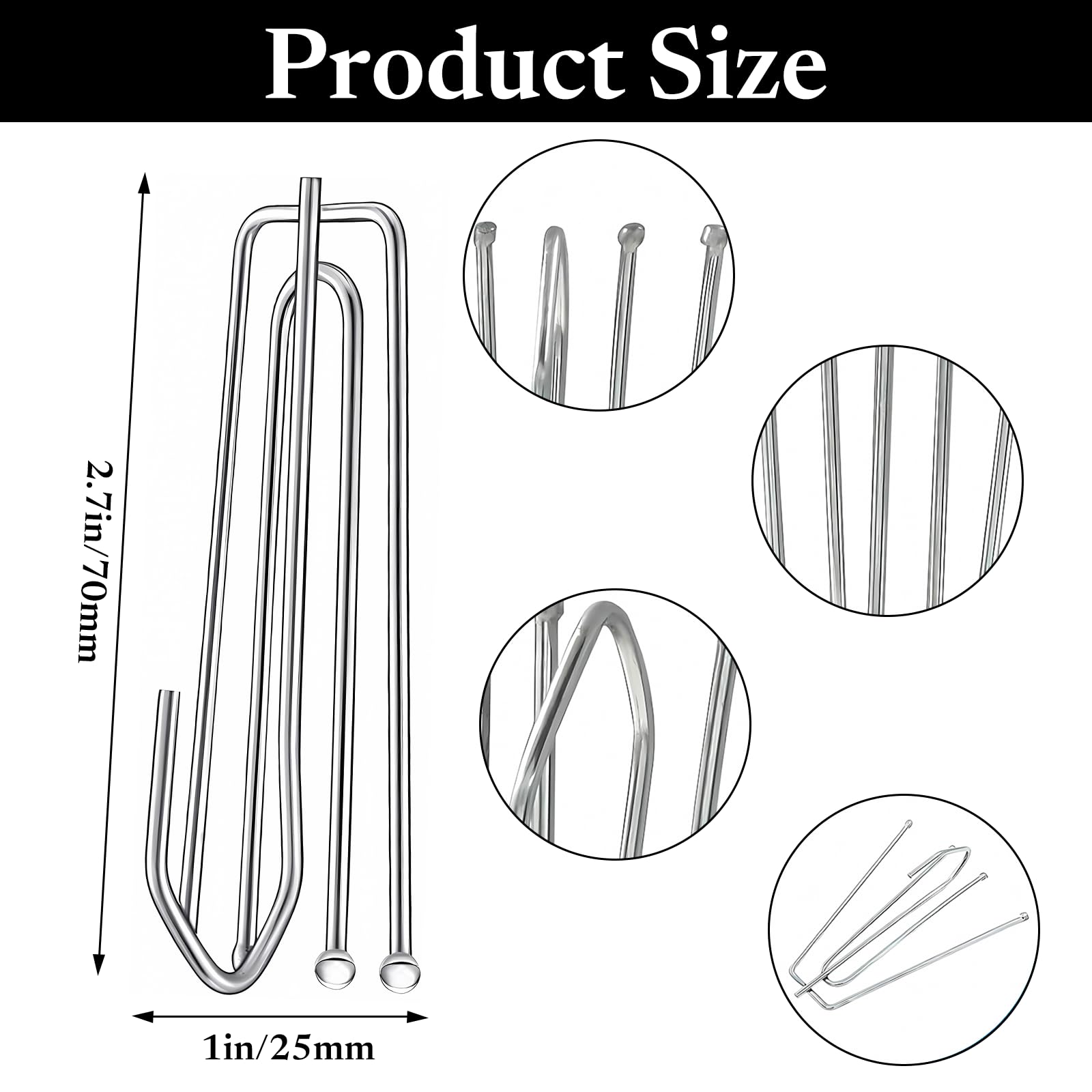 60pcs Ganci Per Tende In Metallo Ganci Per Tende A 4 Forchette A Binario Ganci Per Tessuti Per Tende In Acciaio Inox Adatto Per Tende Appese E Piste Da Tenda