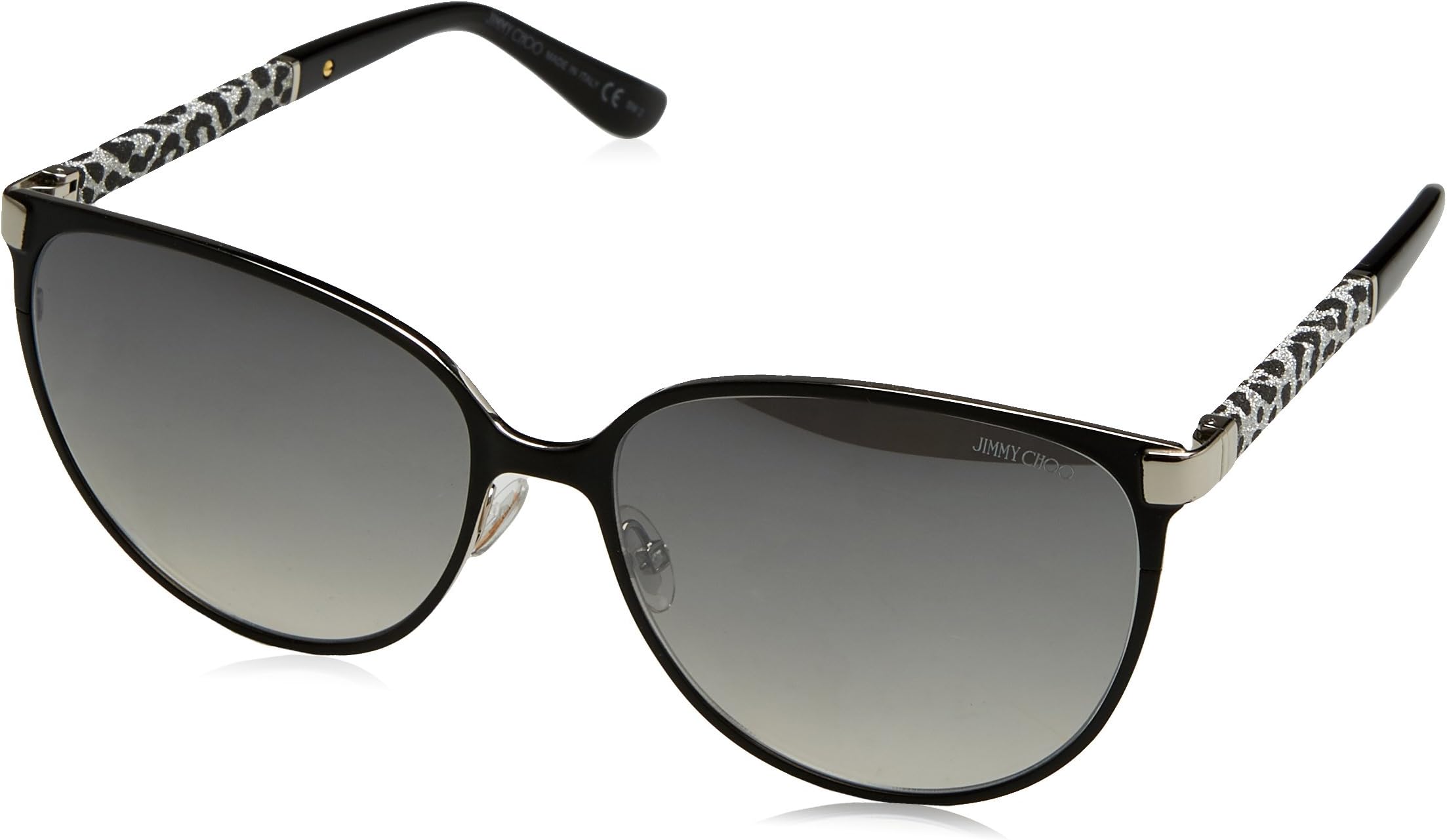 Jimmy Choo Posie/S Sunglasses-0J9B Black (IC Gray Mirror Fade Silver Lens)-60mm