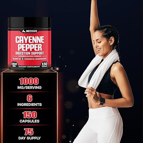 Miniatura 5 de Mecisco Cápsulas de pimienta de cayena orgánicas con raíz de jengibre, raíz de remolacha y pimienta negra y más  150 cápsulas  Suplemento de cayena