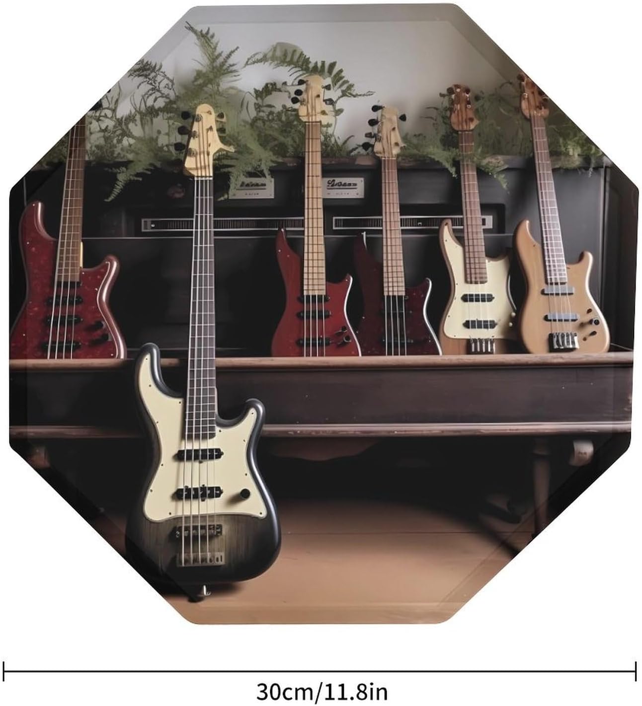 Guitar Bass Music Musical Instruments Plaque for Wall Decor, Funny Metal Sign for Home, Lightweight Octagonal Iron Plate for Bar, Personalized Tin Signs for Office, Hallway, 11.8 Inches 3PCS image 2