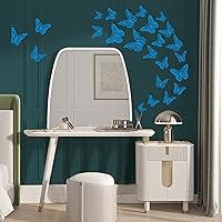 Vista 5 de Decoración de pared de mariposa 3D, 72 piezas, 3 estilos, 3 tamaños, mariposas azules para fiestas, cumpleaños, decoraciones de pasteles