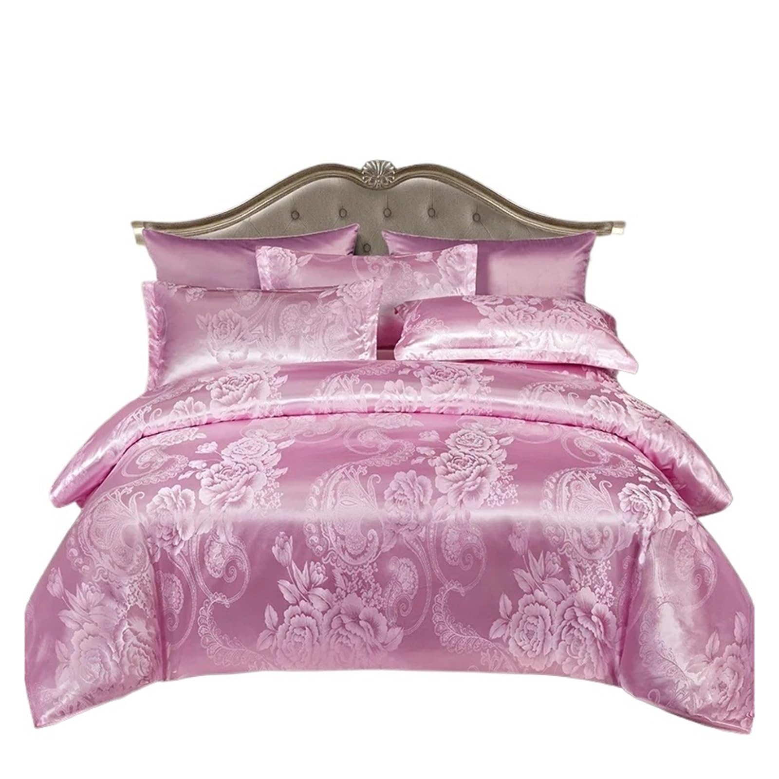 LuoAXINN Satin Bedding Set Jacquard King Size Bedding Set Luxury European Wedding Sets Queen American Satin Double Duvet Cover 220x240(Color7,SET_150X200CM 1PCS)