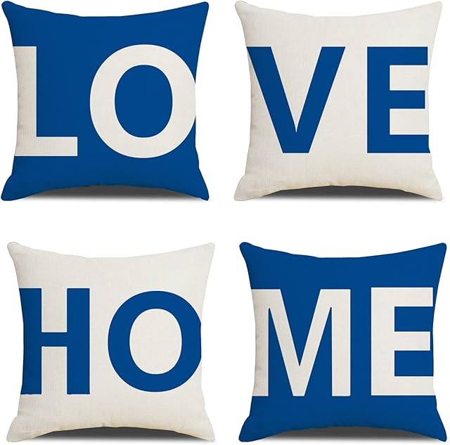 Pillow Cushion Covers 45x45cm Set of 4 Throw Pillow Cover 18x18inch Linen Decorative Home Love Pillow Cases For Couch Livingroom Sofa Bedroom Car Chair