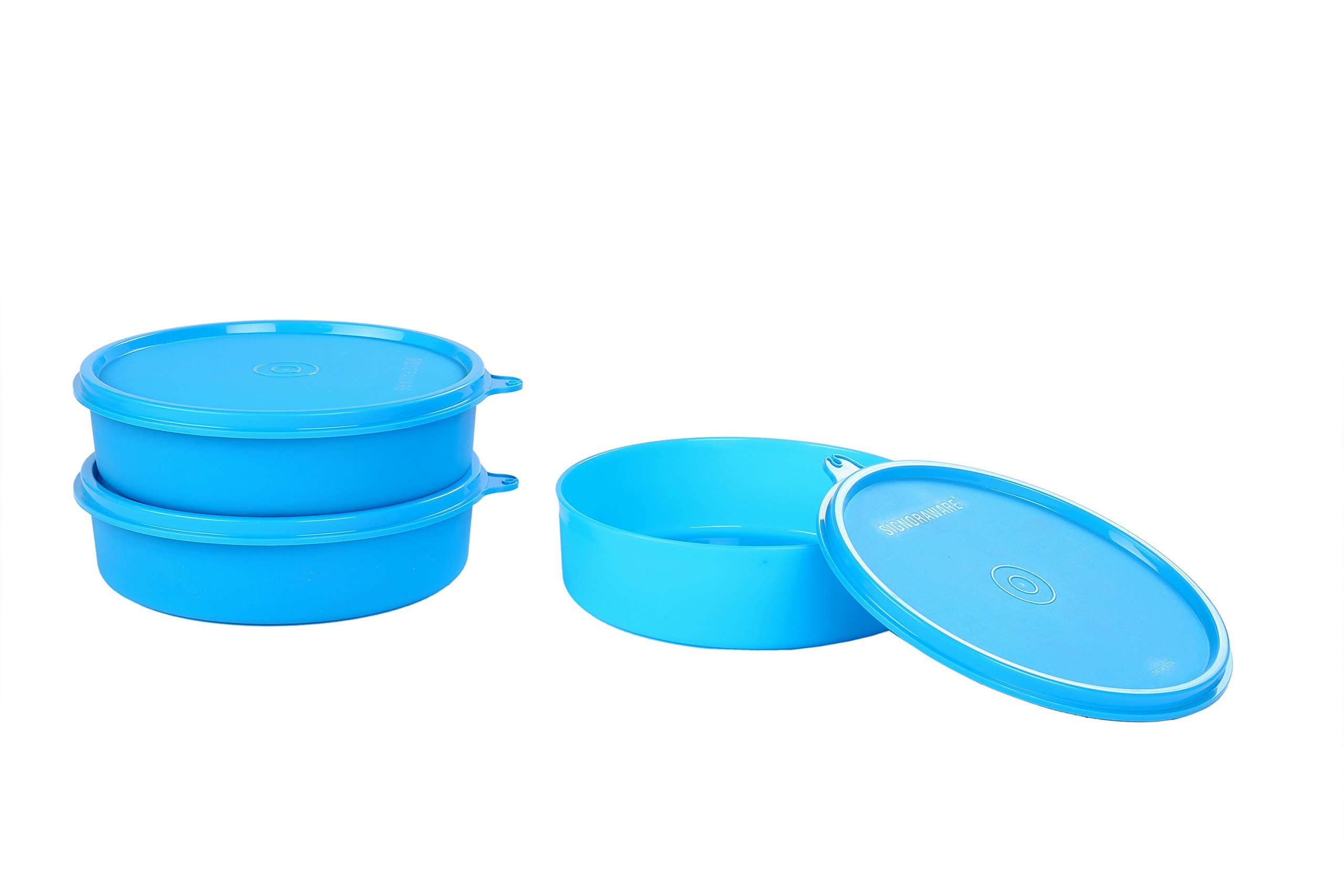Signoraware New Classic Round Small Lunch Box Set, 550ml, Set of 3, Turkish Blue (B014R9K2TI) Amazon Price History, Amazon Price Tracker