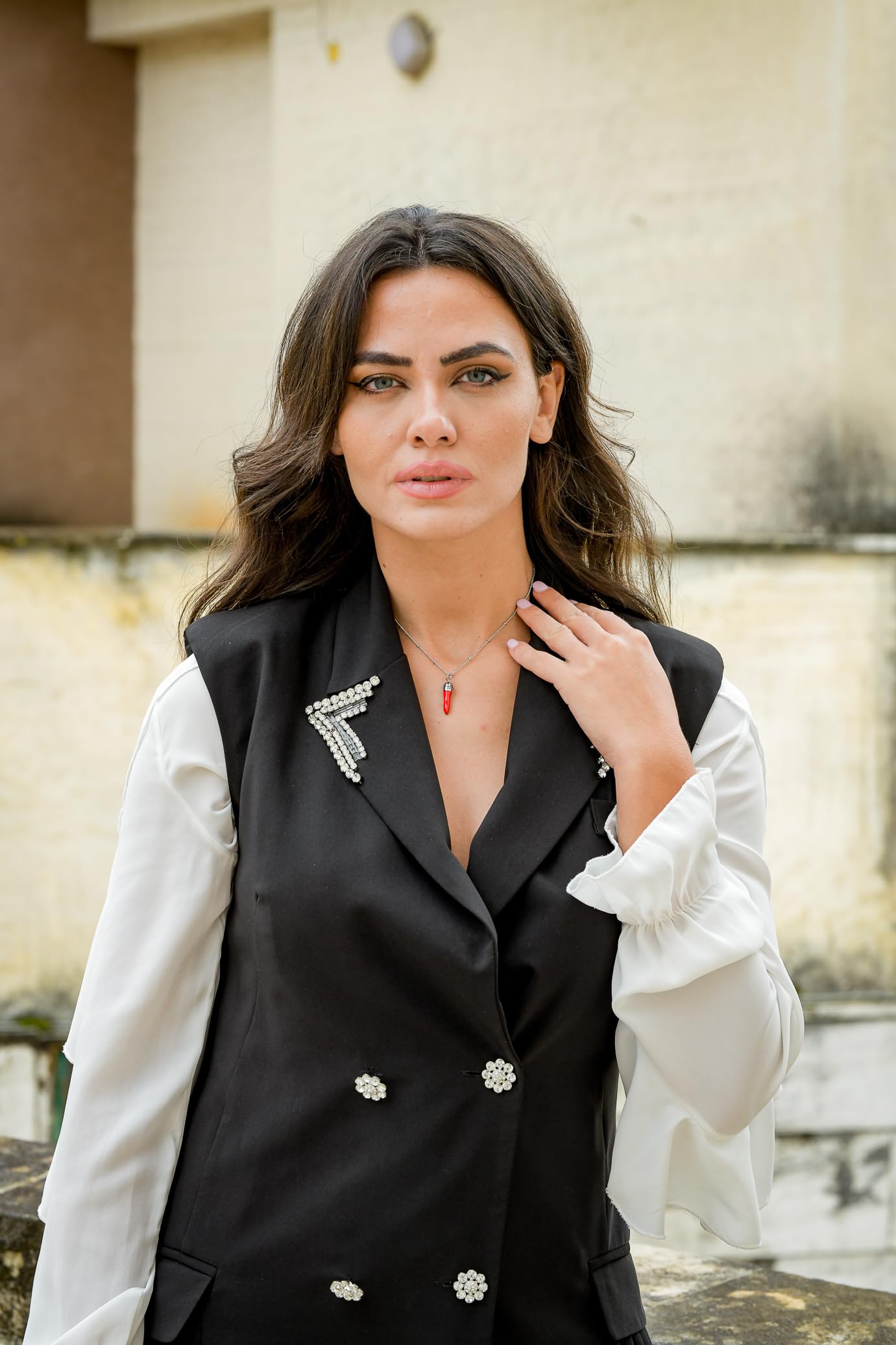 La cuerno italiano collar L'Iconica cadena de cuentas de acero plateado Corno Corona de acero