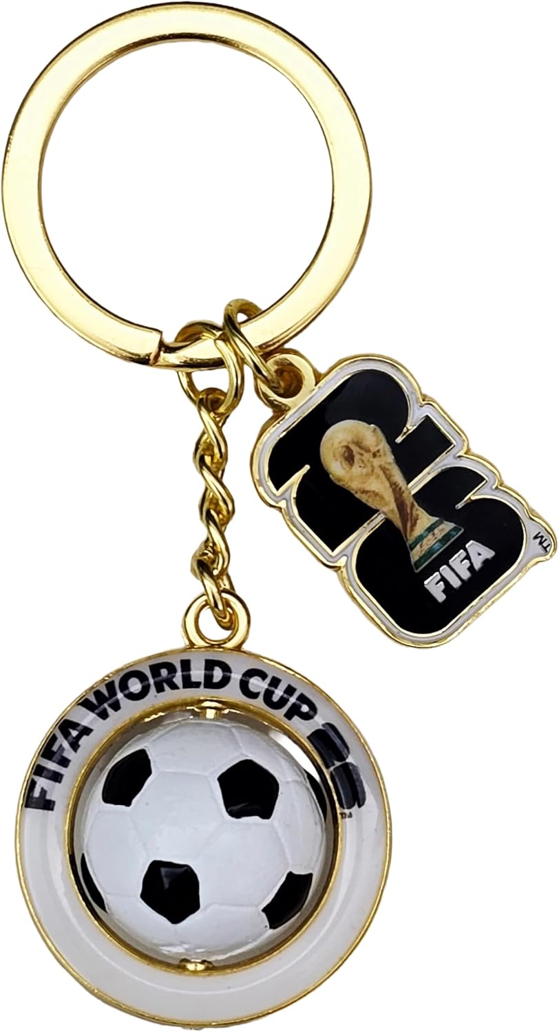 Official FIFA World Cup 26 Keychain – 3D Swivel Soccer Ball Keyring