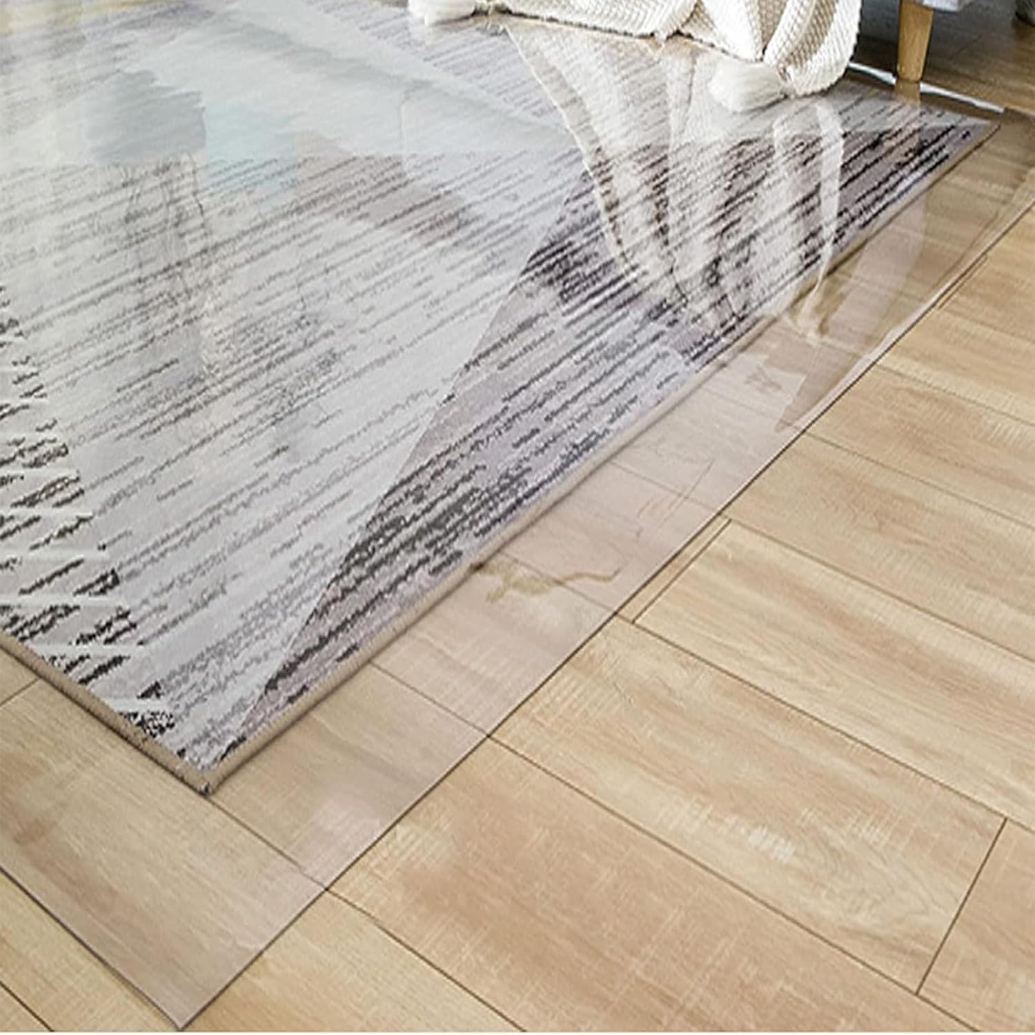 1.5(mm) Thick Crystal Clear Dining Table Cover, Clear PVC Table Protector Cover Mat Waterproof Crystal Soft Plastic Square Bedside Sofa Living Room Wipeable Waterproof Vinyl Cloths4.6x8.2FT