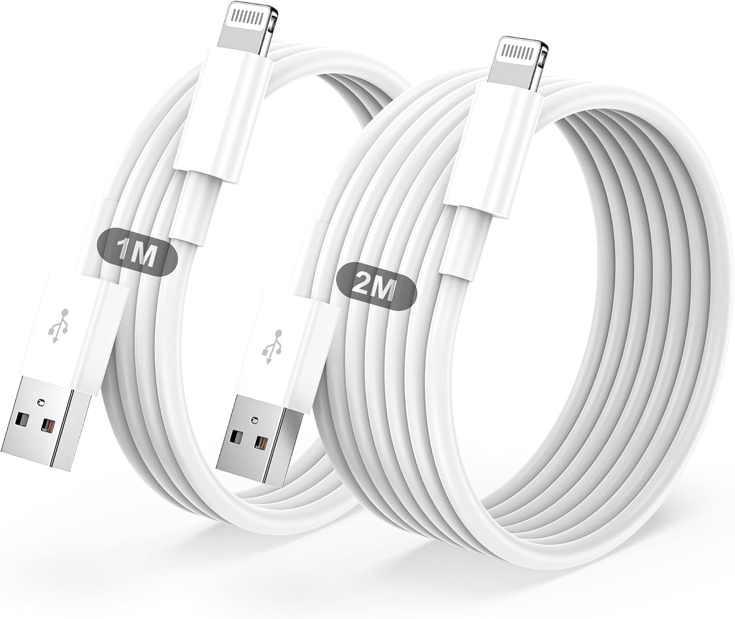 Cavo Per IPhone Per Apple Certificato MFi,Cavetto USB Lightning Ricarica 2Pezzi 1M+2M Per iPhone 14/13/12/11/Pro/Pro Max/Min/XR/XS/X 8/7/6s/6/5/Plus/SE/SE 2/iPad Mini 4 caricatore cavi