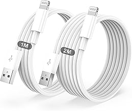 Original iPhone Cable for Apple MFI Certified, USB Lightning Cable Charging 2 Pieces 1 M + 2 M for iPhone 14/13/12/11/Pro/Pro Max/Min/XR/XS/X 8/7/6s/6/5/Plus/SE/SE 2/iPad Mini 4 Charger Cables