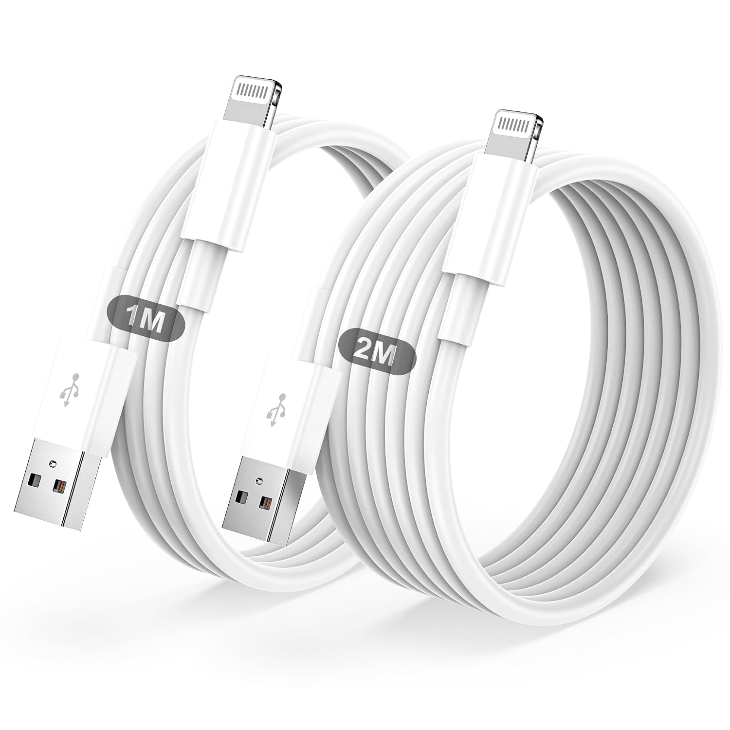 iPhone Charging Cable 2 Pack 1 M + 2 M USB to Lightning Cable MFi Certified for Apple Fast Charging Cable, for iPhone 14/13/12/11/Pro/ProMax/Mini/XS/XR/MAX/X/8/7/6/6s/Plus/SE/iPad Mini