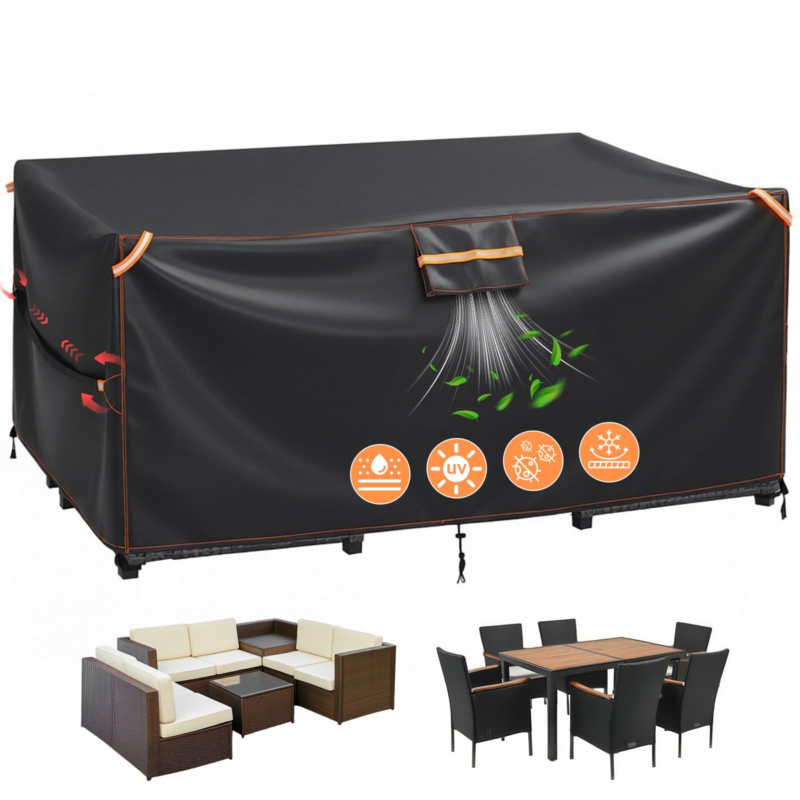 Housse pour salons de jardin 420D GARPROVM bâche de table extérieure 200x165x80cm