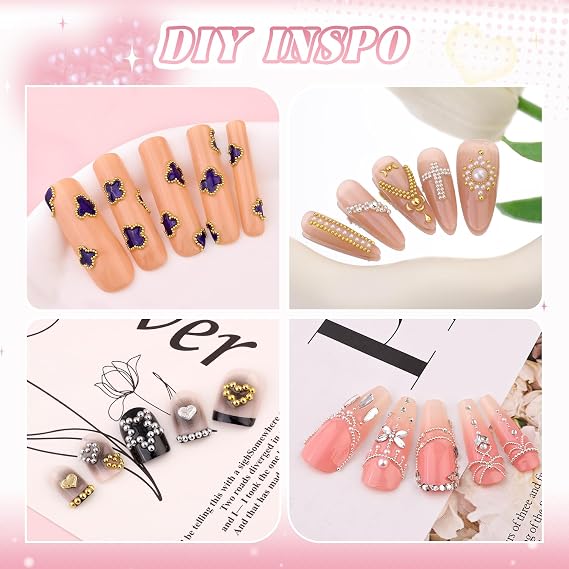 1-3MM Mini Small Nail Beads Metal Caviar Bead Silver Gold Nail Charms and Gems Ball, Nail Chain for Nail Art Accessories Supplies Gold Rhinestones for Women Manicure