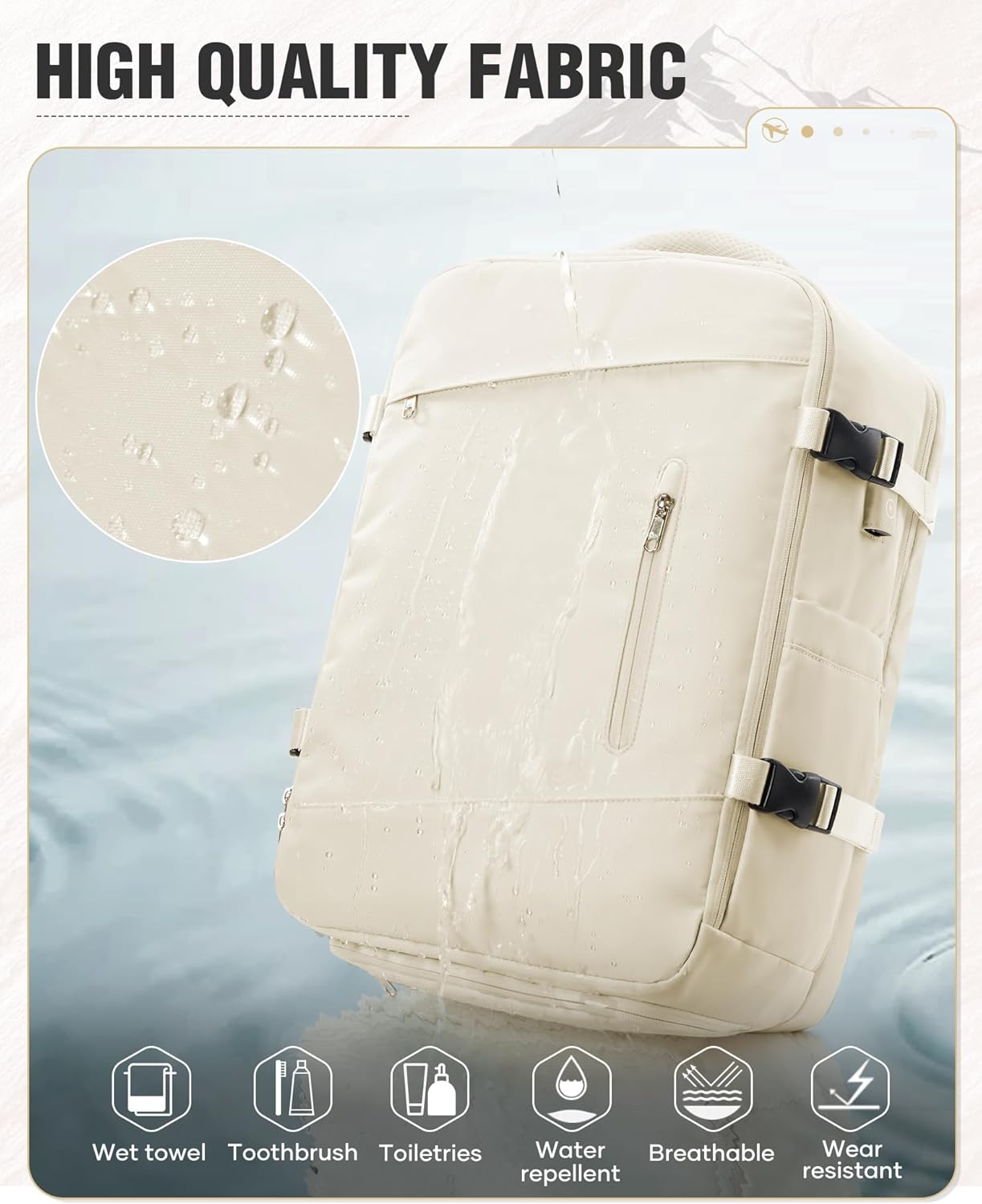 Travel Backpack with Vacuum System Women, Waterproof Vacuum Backpack with Pump, Compression Bags Travel Backpack Carry on Flight Approved, Mochila de Viaje Compresion al Vacio Men(beige) - Image 8