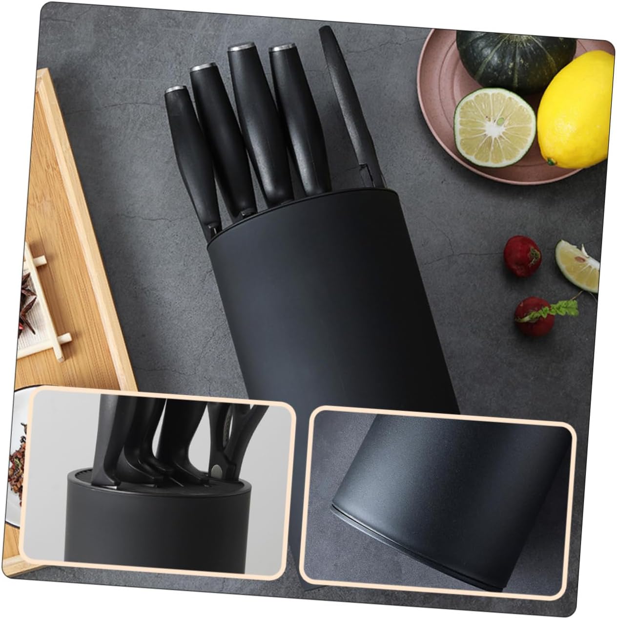 Alipis Plastic Knife Storage Rack Multi-Function Design 1-Piece Utensil Holder for Kitchen Easy to Organize Cutting Tools in Black