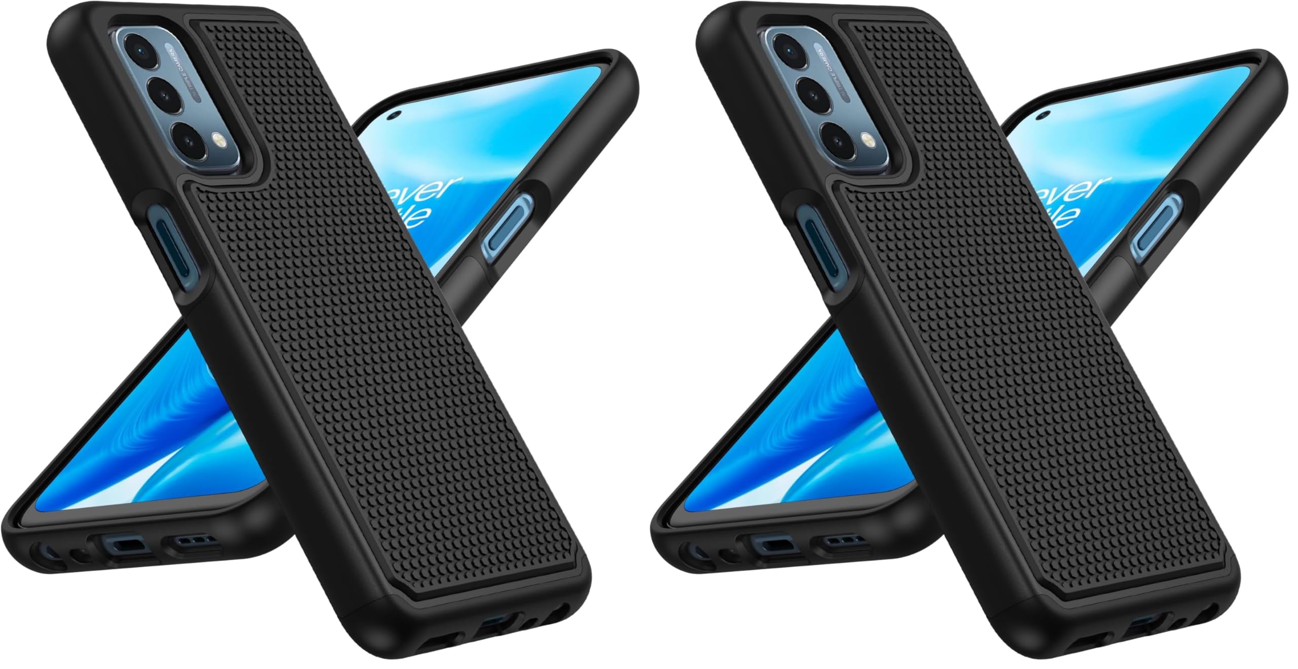JXVM for OnePlus Nord N200 5G Case: Dual Layer Protective Heavy Duty Cell Phone Cover Shockproof Rugged with Non Slip Textured Back - Military Protection Bumper - 6.49inch (Black Black) (Pack of 2)