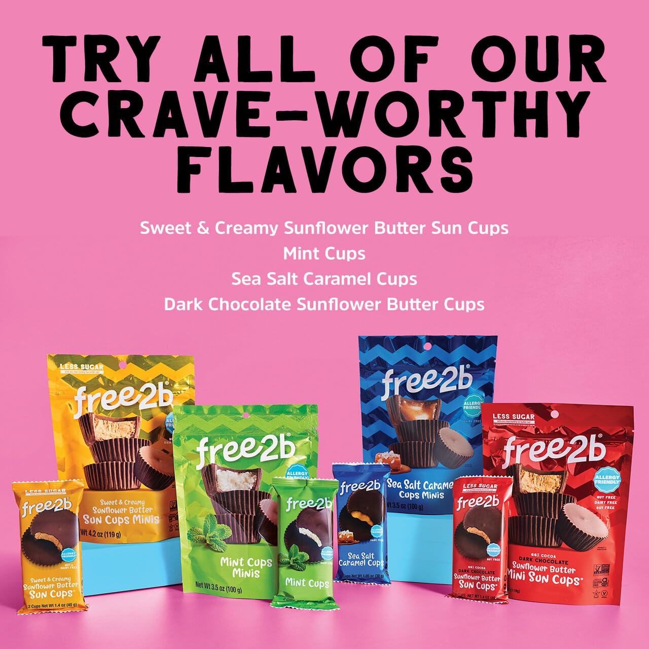 Free2b Sunflower Butter Sun Cups, Safe for School and Allergy Friendly, Gluten-Free, Dairy-Free, Nut-Free, and Soy-Free, Sweet and Creamy Cups, 1-Cup Packages (Pack of 22)