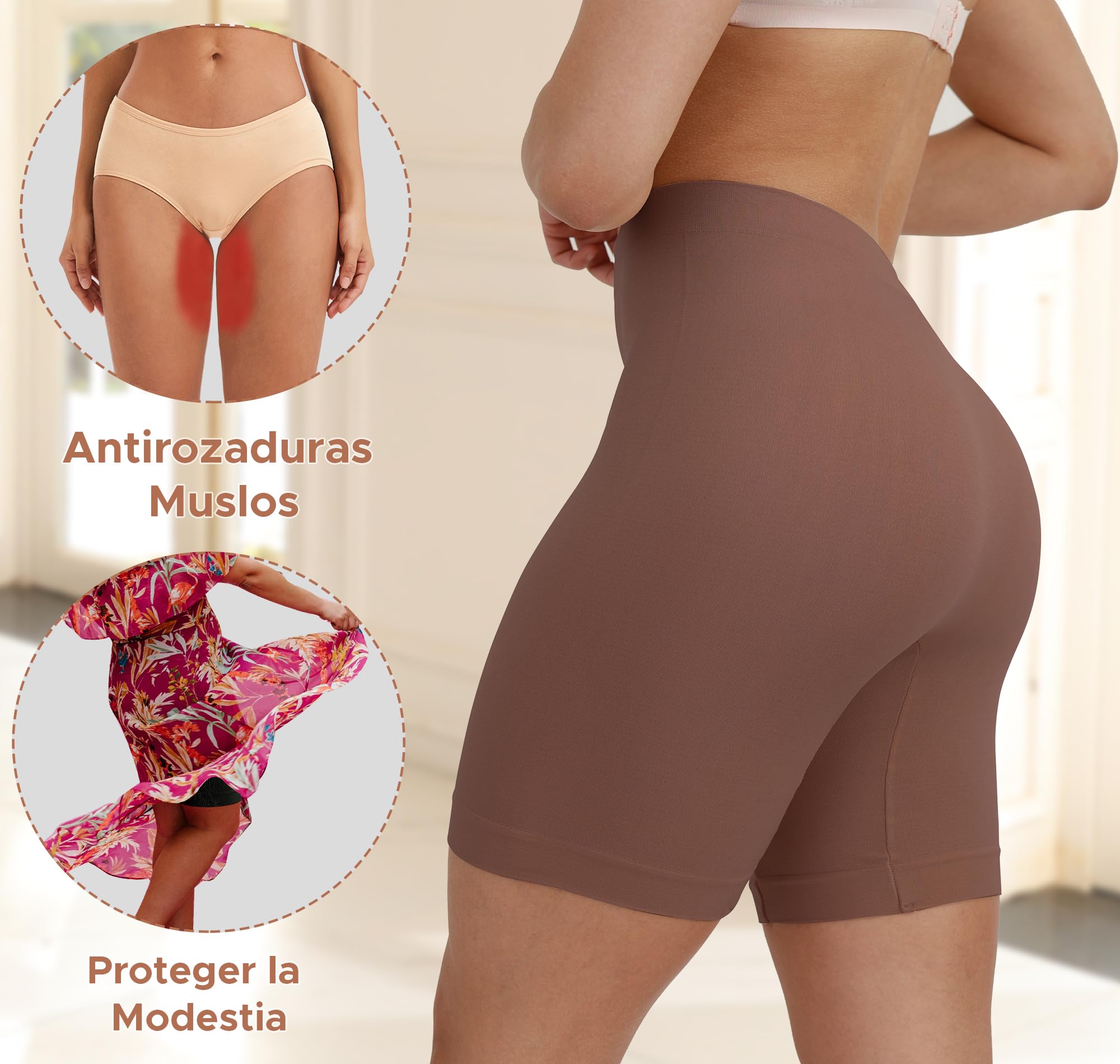 INNERSY Pantalon Antirozaduras Mujer Debajo la Falda Pantalones Cortos Vestir Braga Anti Roce 3 Pack — view 4