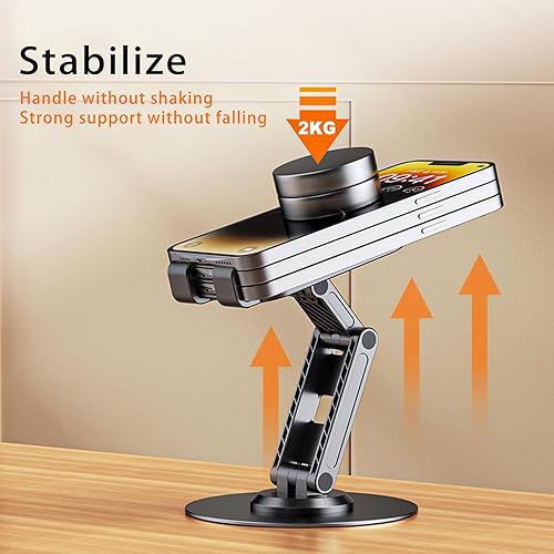 Miniatura 4 de Soporte giratorio de 360 para teléfono celular, soporte portátil y plegable para oficina y hogar, soporte de tableta ajustable en ángulo y altura
