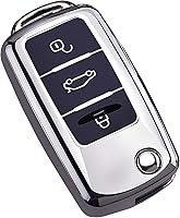 Vista 1 de Funda para llavero VW Volkswagen, funda de protección completa de TPU suave premium para VW Jetta Golf Polo MK6 Passat Tiguan Beetle (plateado)