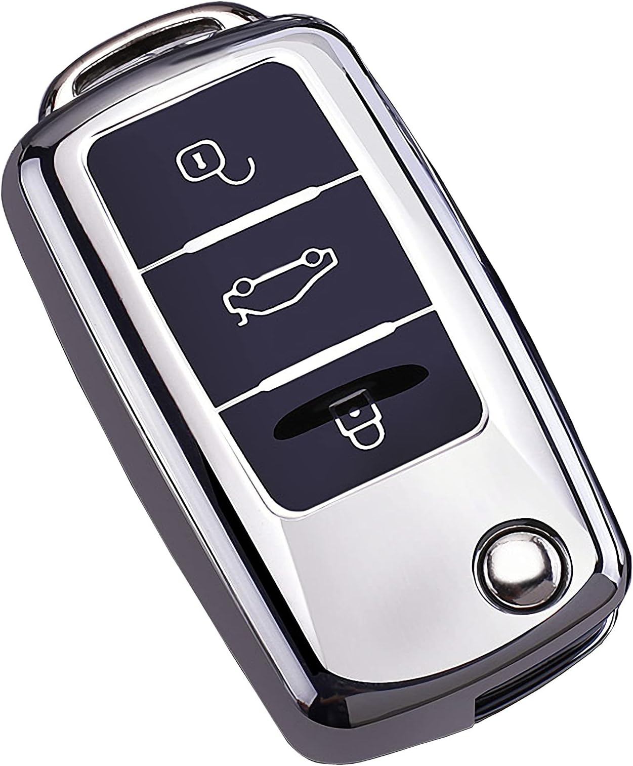 for VW Volkswagen Key Fob Cover, Premium Soft TPU Full Protection Key Fob Case for VW Jetta Golf Polo MK6 Passat Tiguan Beetle Key Cover (silver)
