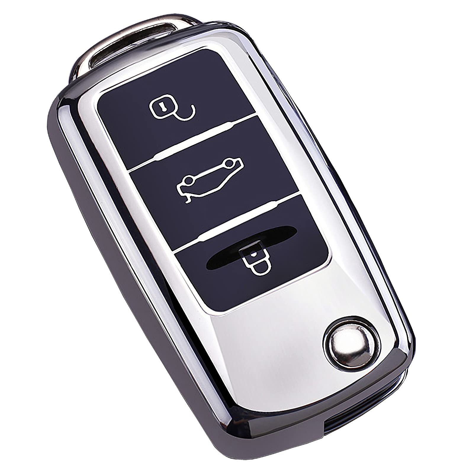 for VW Volkswagen Key Fob Cover, Premium Soft TPU Full Protection Key Fob Case for VW Jetta Golf Polo MK6 Passat Tiguan Beetle Key Cover (silver)
