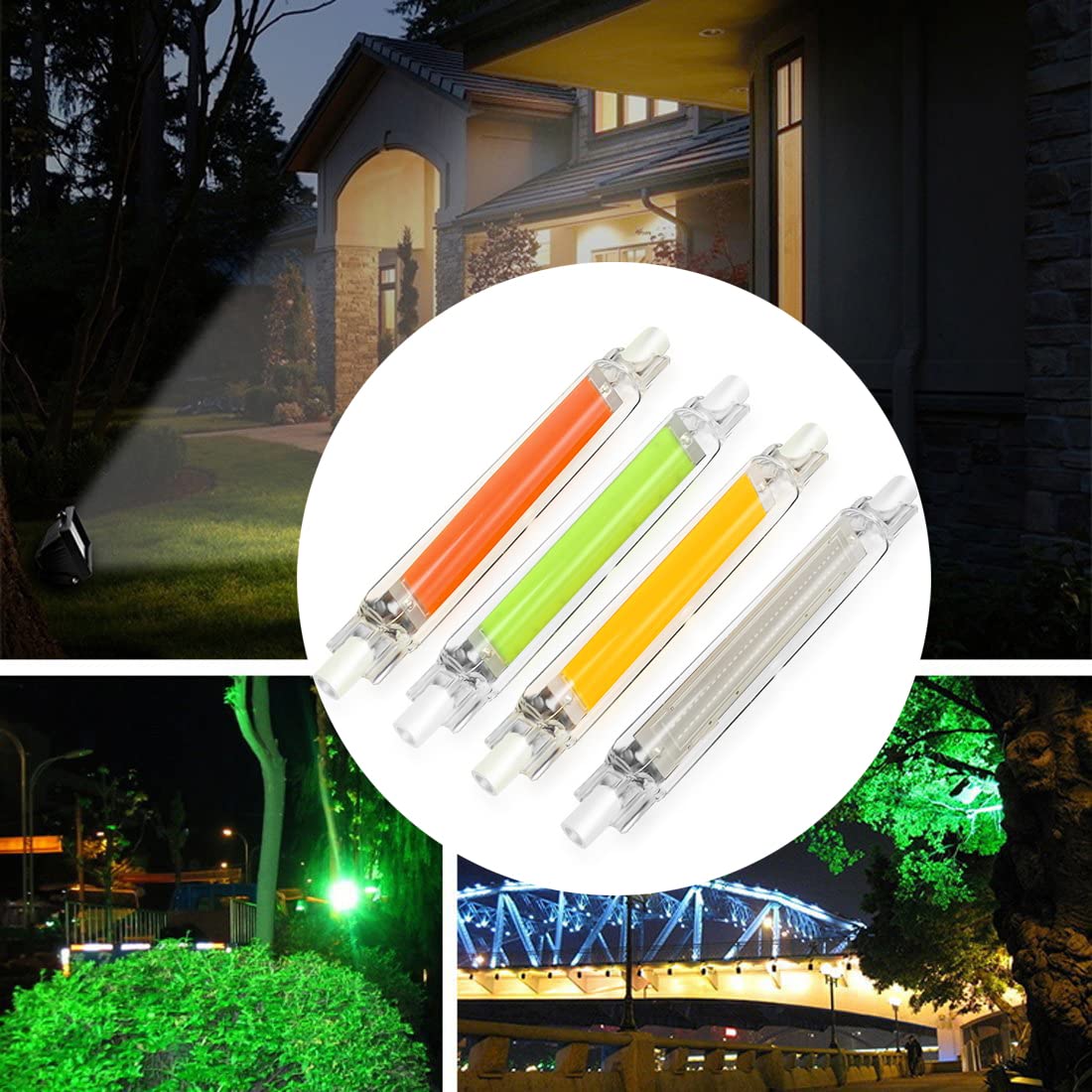 Żarówka Led TPMAFF R7s Odpowiednik 118mm 200W, 20W Podwójna podstawa J118 Reflektory R7S Żarówka, 2000LM Ściemniane Wpuszczane Wielokolorowe Żarówki COB (4-Pack)
