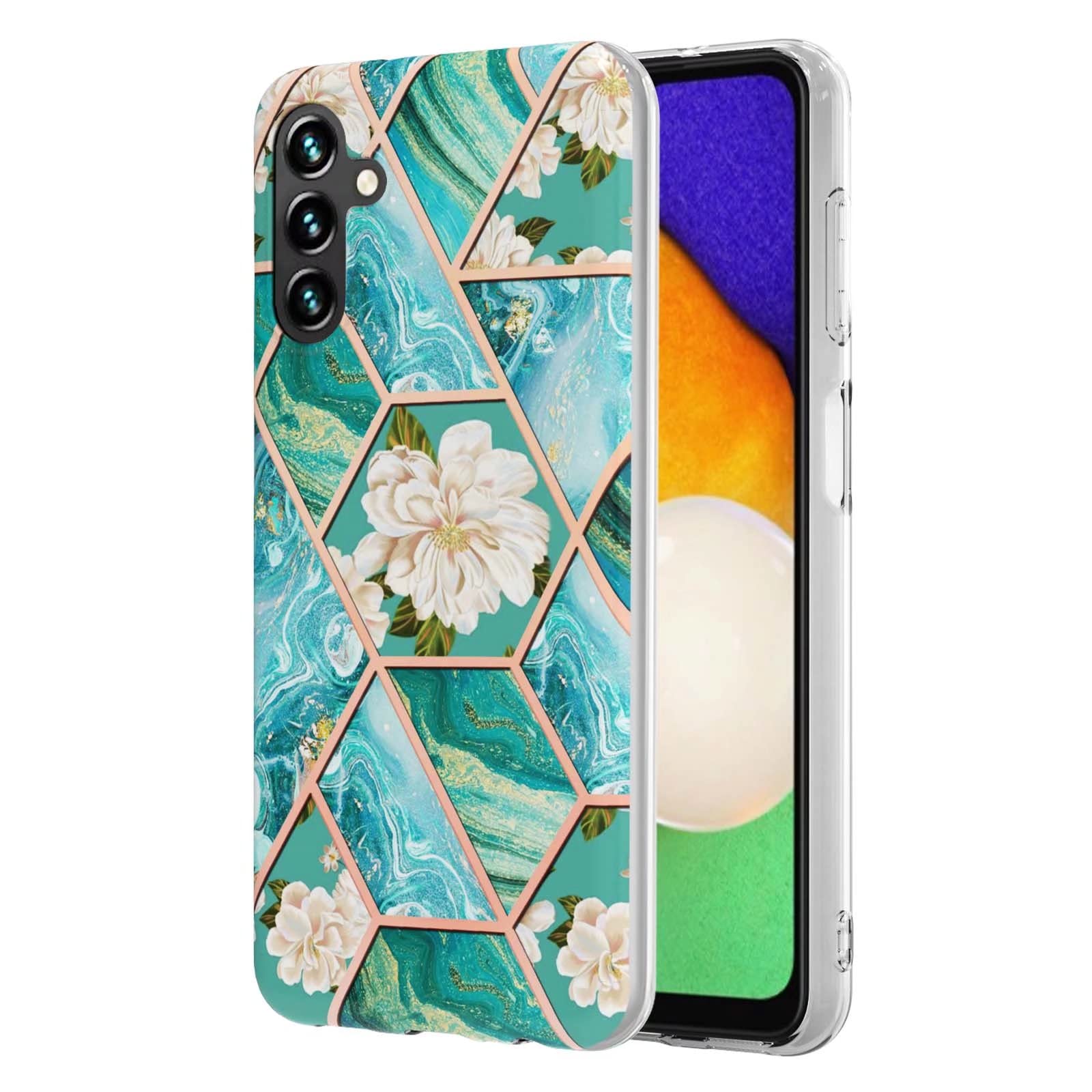 Nadoli for Samsung Galaxy A54 5G Silicone Case,Marble Flower Pattern Stylish Soft TPU Silicone Flexible Gel Shockproof Protective Durable Cases Cover
