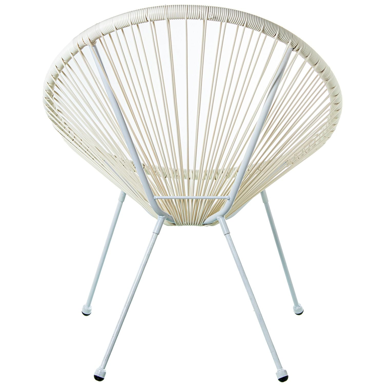DRW Fauteuil extérieur en Acier et Osier synthétique PE Blanc 80 x 71 x 83 cm, ESTANDAR