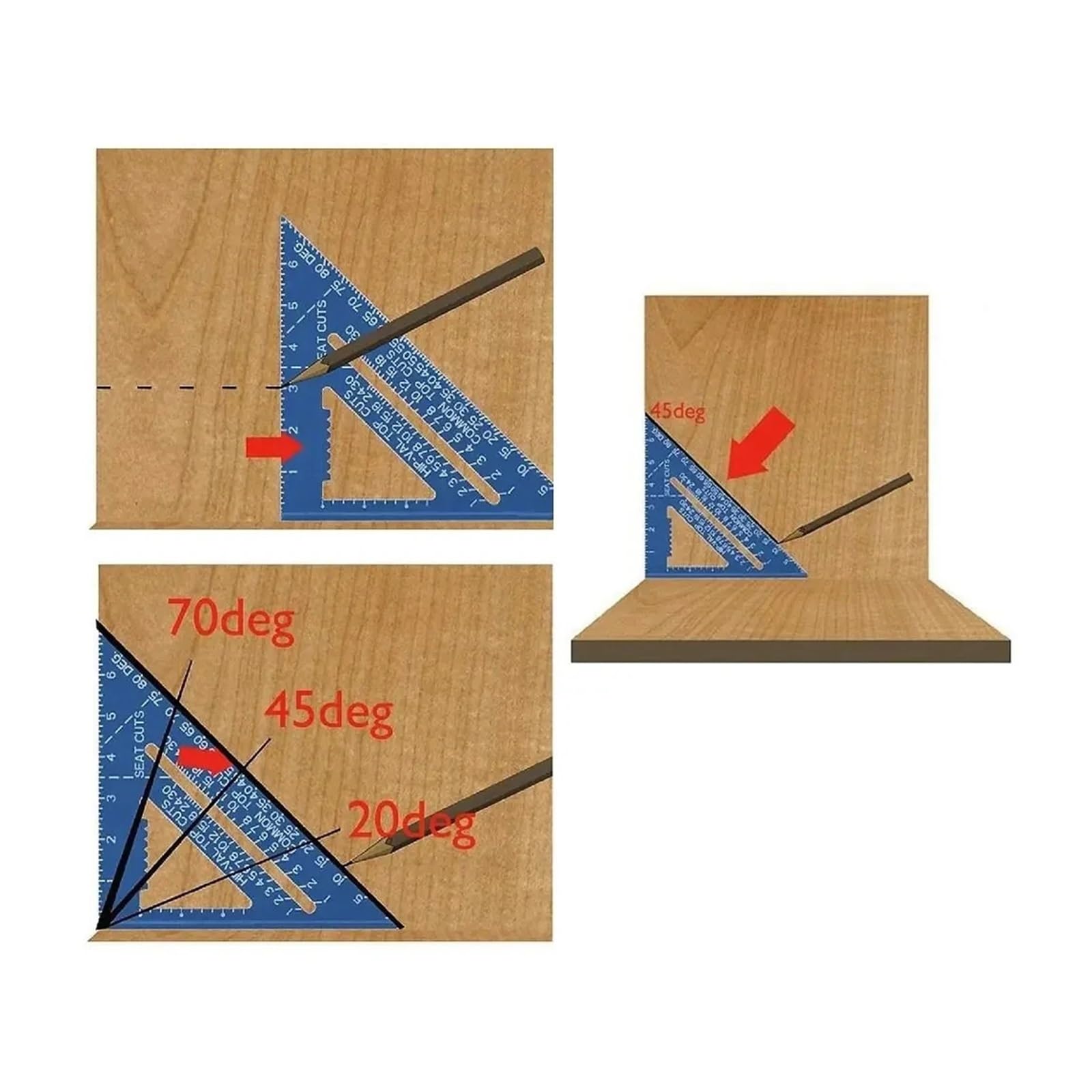 Mikrometer 7 zoll Dreieck Lineal Messung Werkzeug Aluminium Legierung Zimmermann Werkzeuge Zoll Metrisches Winkel Geschwindigkeit Platz Holzbearbeitung(Red-metric)