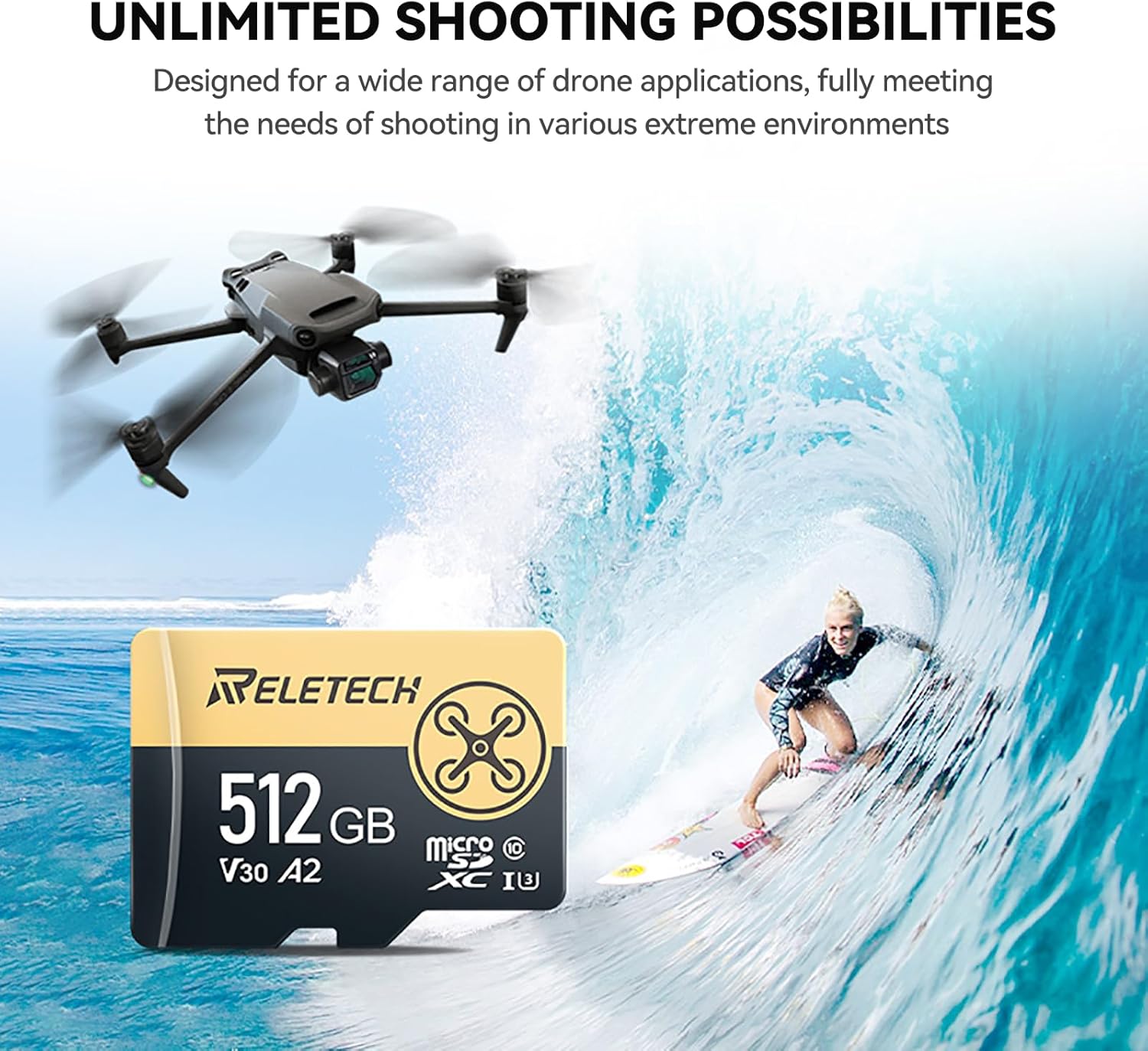 512GB TF Card Memory Card with Adapter, 4K Camera Pro, A2 V30 for Smartphone, Gopro, Action Cams, 4K UHD Video, for Nintendo-Switch, Up to 170MB/s, UHS-I U3 C10 Class 10 (Black 512GB)