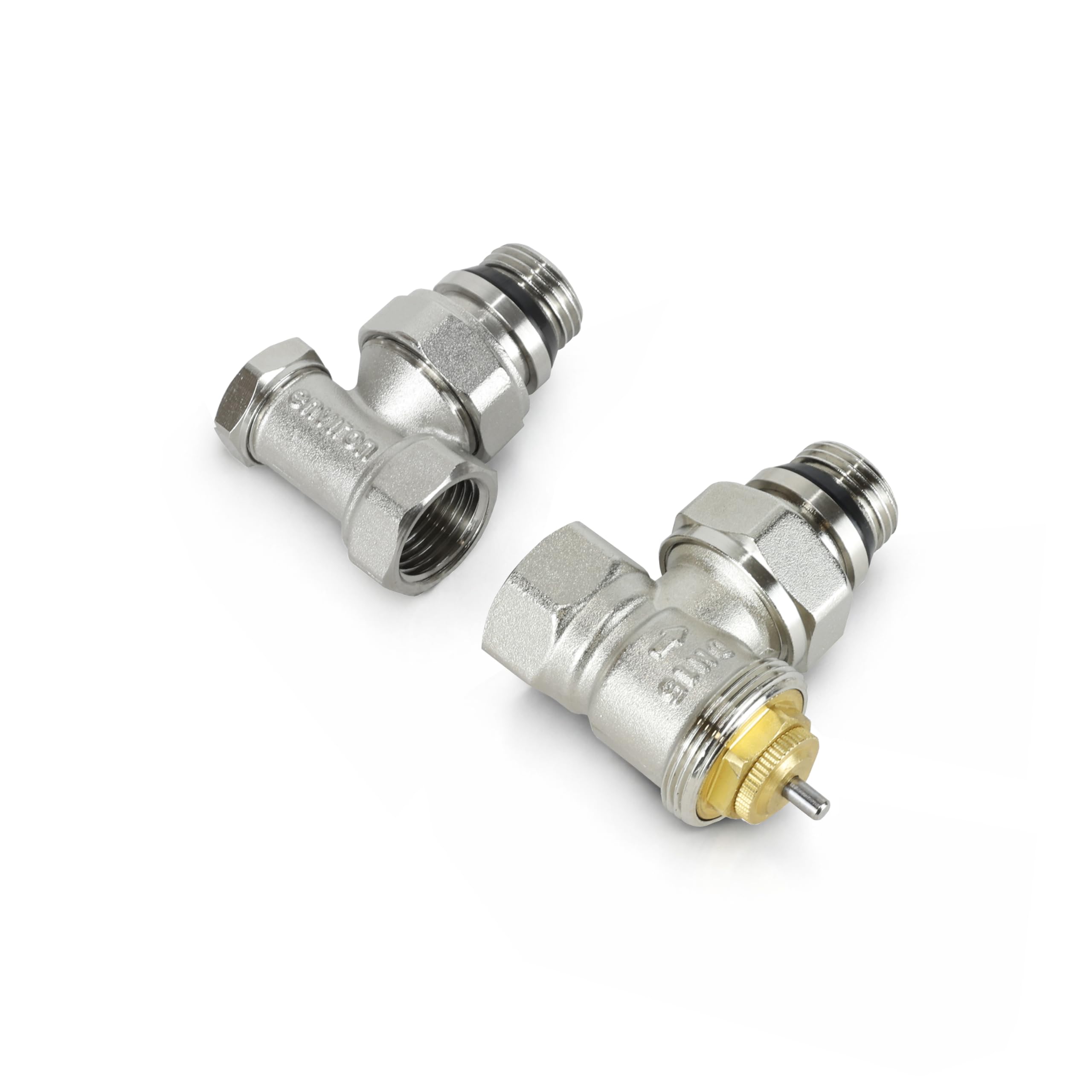 ENVIRON - Thermostatventil & Rücklaufventil | 1/2" Eckform | mit Flüssig-Fühler und Nullstellung | mit Frostschutzfunktion | Thermostatkopf M30 x 1,5 + Heizkörperventil + Rücklaufventil (2)