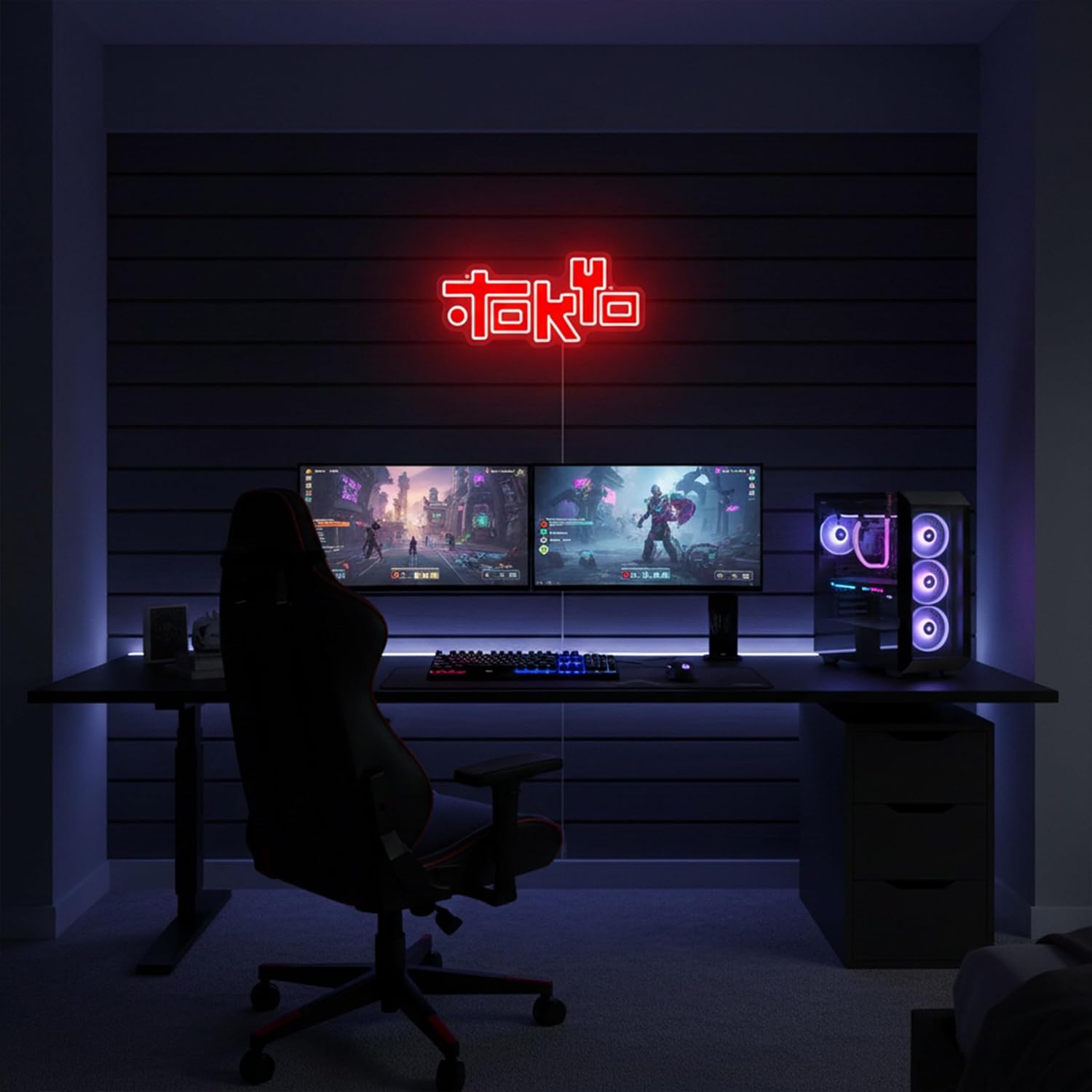 Retro Tokyo LED Neon Sign Modern Red Japanese Culture Wall Decor for Bedroom, Gaming Room, Studio 16.5" x 7.5" Dimmable Japanese Lettering Light Up Sign USB Powered Cyberpunk Aesthetic Art