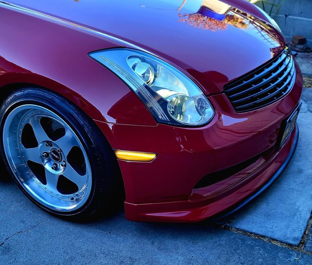 iJDMTOY Semi-Clear Lens Amber Full LED Front Fender Side Marker Light Assembly Kit Compatible with 2003-2006 Infiniti G35 Sedan, Replace OEM Amber Sidemarkers