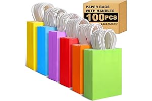 XPCARE 100-Piece Paper Gift Bags in Vibrant Hues